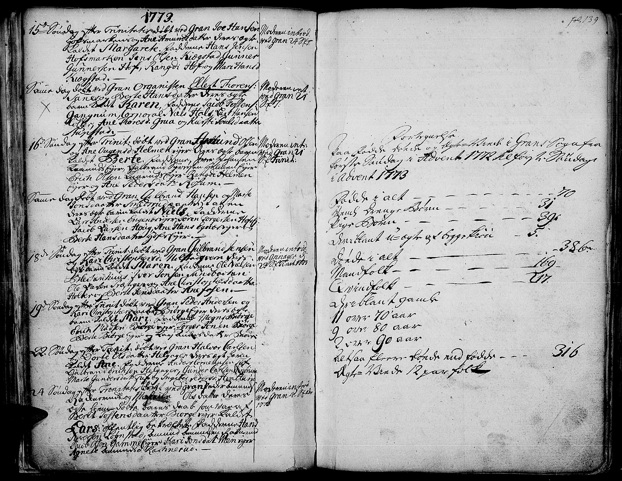 Gran prestekontor, AV/SAH-PREST-112/H/Ha/Haa/L0004: Ministerialbok nr. 4, 1759-1775, s. 139