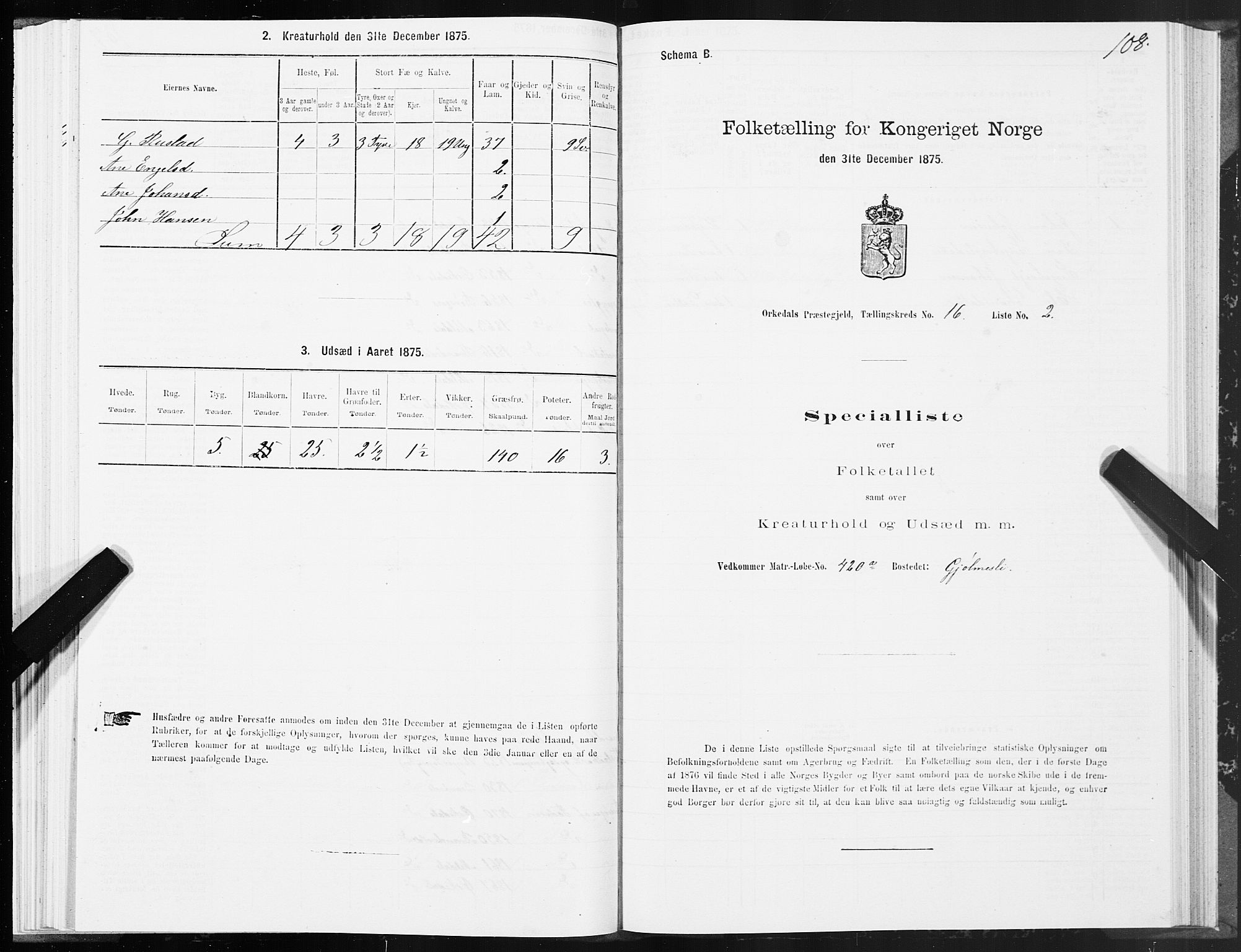 SAT, Folketelling 1875 for 1638P Orkdal prestegjeld, 1875, s. 8108