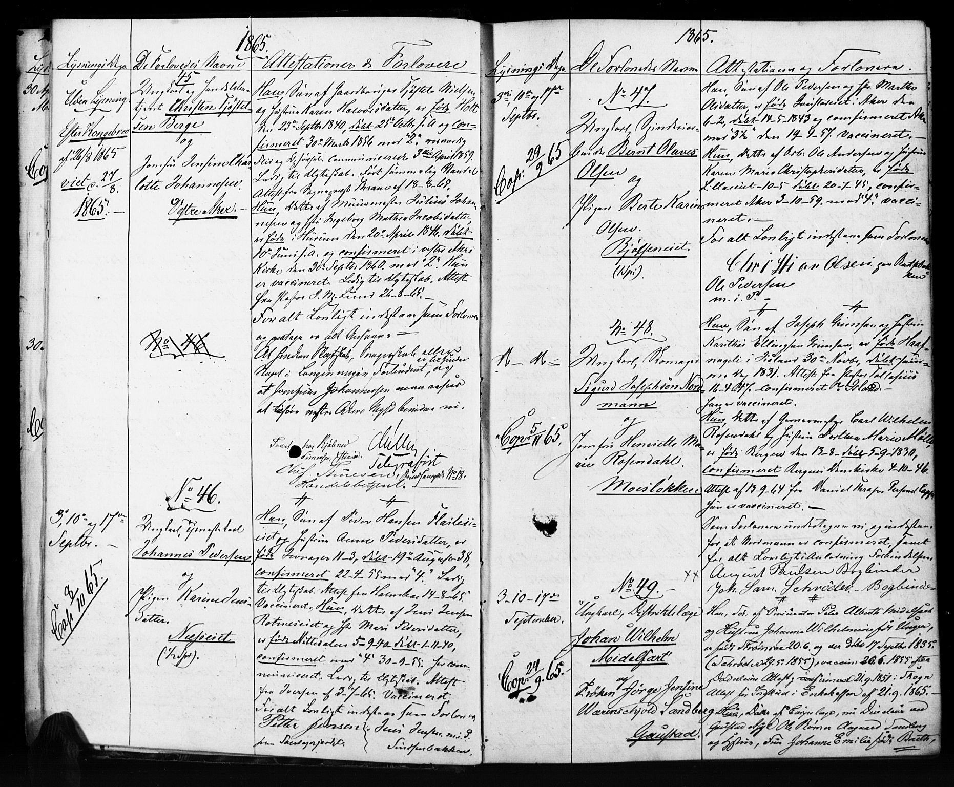 Vestre Aker prestekontor Kirkebøker, AV/SAO-A-10025/H/Ha/L0001: Lysningsprotokoll nr. 1, 1865-1878