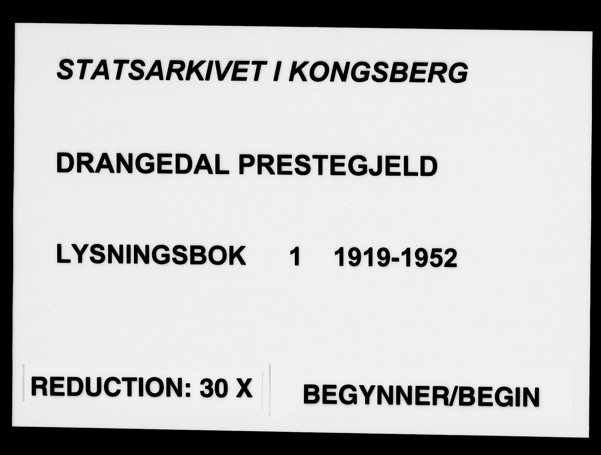 Drangedal kirkebøker, AV/SAKO-A-258/H/Ha/L0001: Lysningsprotokoll nr. 1, 1919-1952