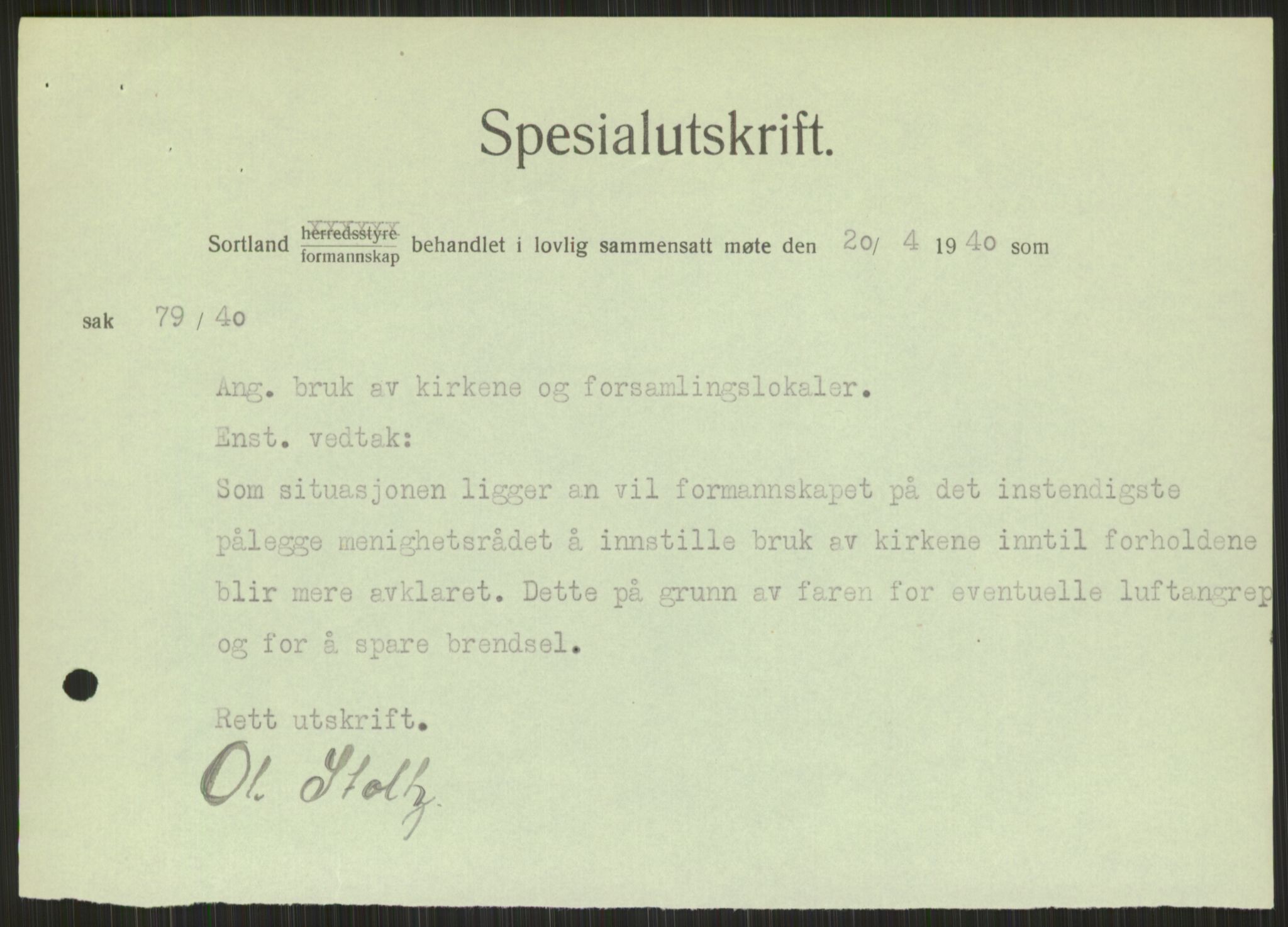 Forsvaret, Forsvarets krigshistoriske avdeling, AV/RA-RAFA-2017/Y/Ya/L0017: II-C-11-31 - Fylkesmenn.  Rapporter om krigsbegivenhetene 1940., 1940, s. 281