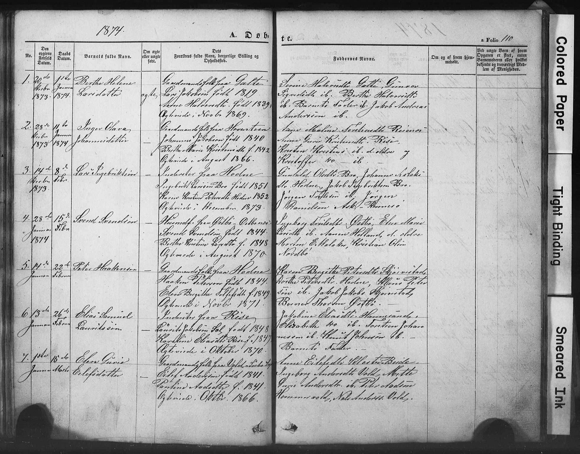 Rennesøy sokneprestkontor, AV/SAST-A -101827/H/Ha/Hab/L0002: Klokkerbok nr. B 2, 1852-1880, s. 110