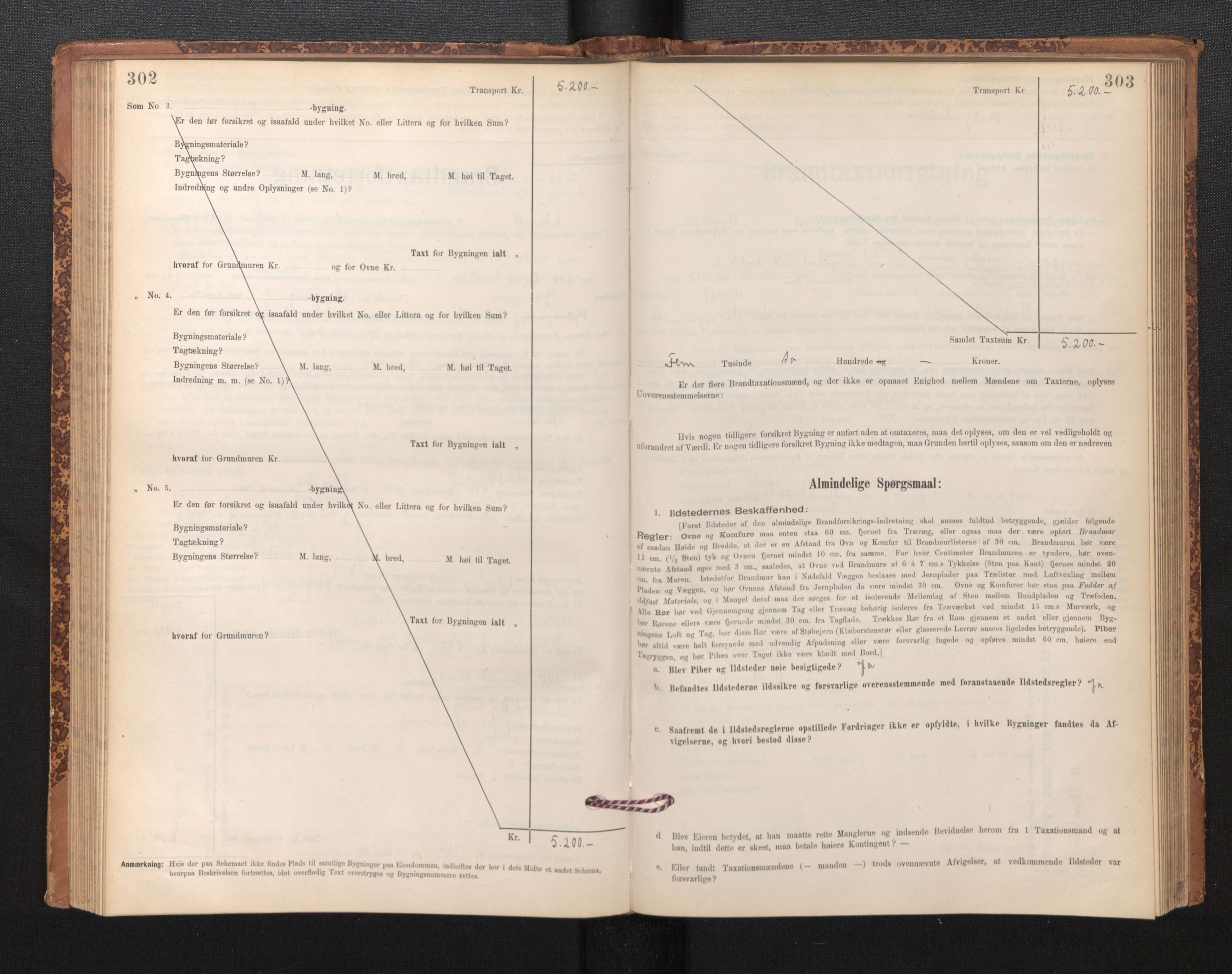 Lensmannen i Askvoll, AV/SAB-A-26301/0012/L0004: Branntakstprotokoll, skjematakst og liste over branntakstmenn, 1895-1932, s. 302-303