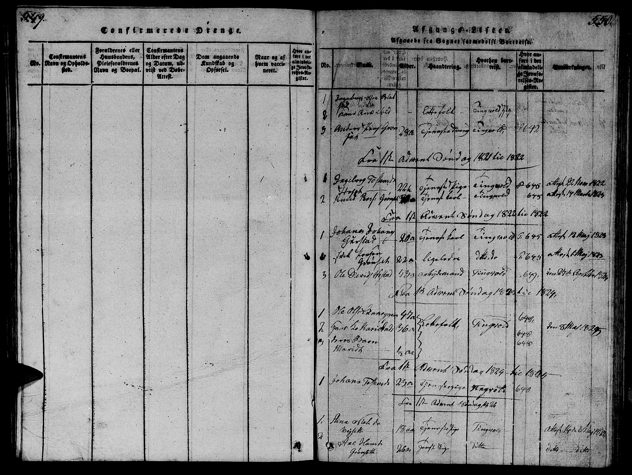Ministerialprotokoller, klokkerbøker og fødselsregistre - Møre og Romsdal, AV/SAT-A-1454/568/L0811: Klokkerbok nr. 568C01, 1819-1828, s. 549-550