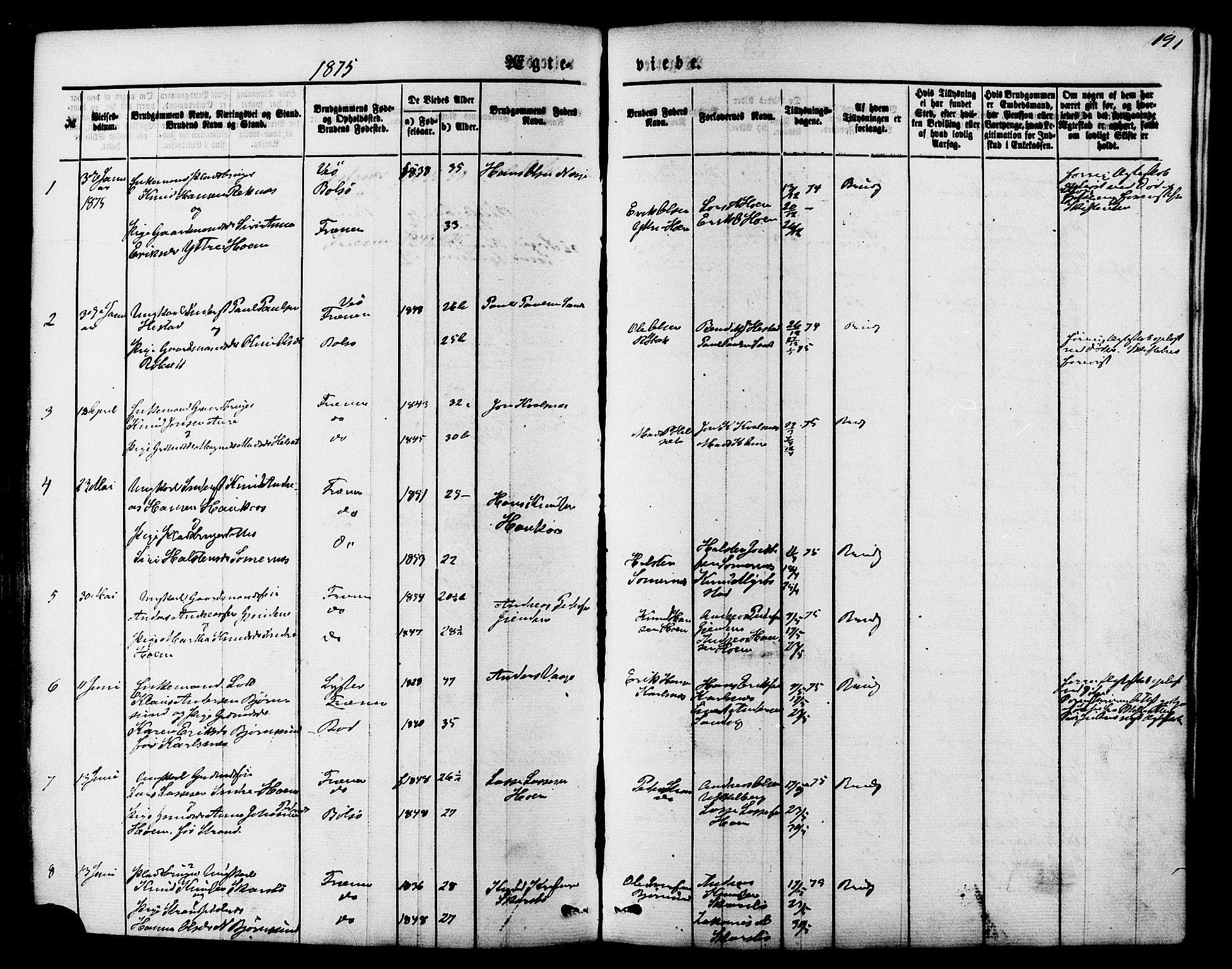 Ministerialprotokoller, klokkerbøker og fødselsregistre - Møre og Romsdal, SAT/A-1454/565/L0749: Ministerialbok nr. 565A03, 1871-1886, s. 191