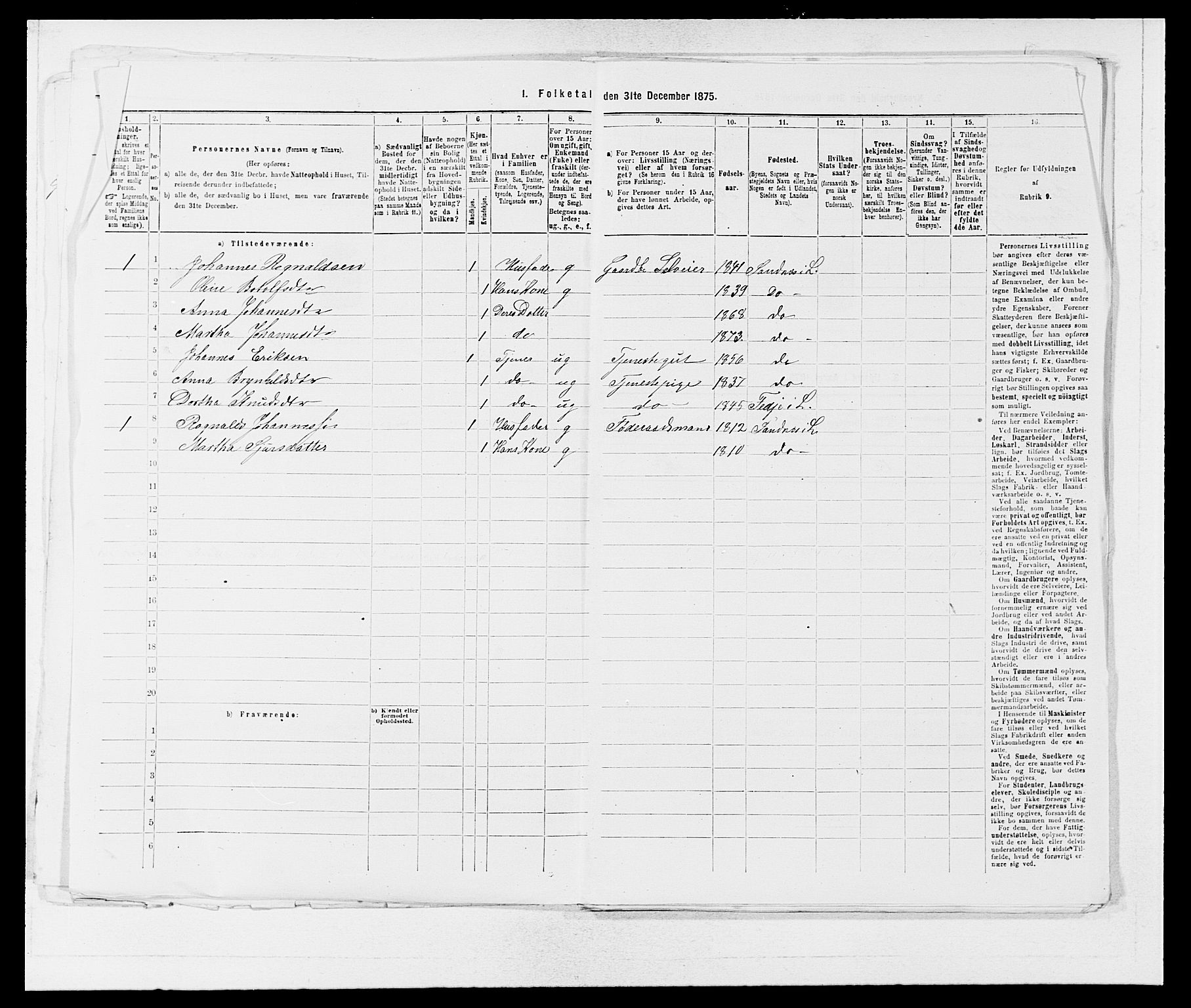 SAB, Folketelling 1875 for 1263P Lindås prestegjeld, 1875, s. 391