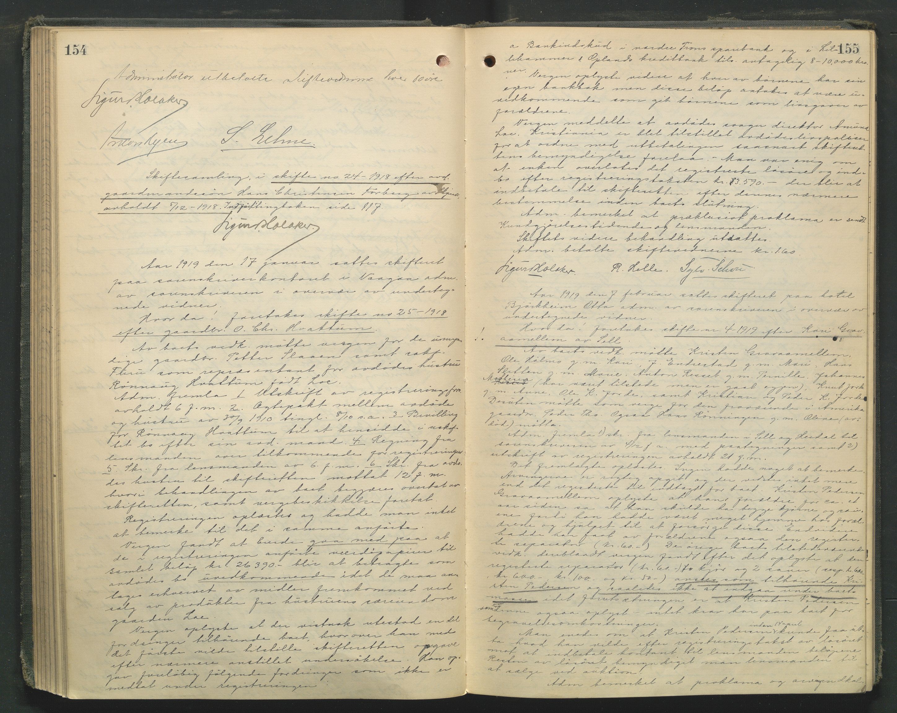 Nord-Gudbrandsdal tingrett, AV/SAH-TING-002/J/Jc/L0006: Skifteforhandlingsprotokoll, 1916-1920, s. 154-155