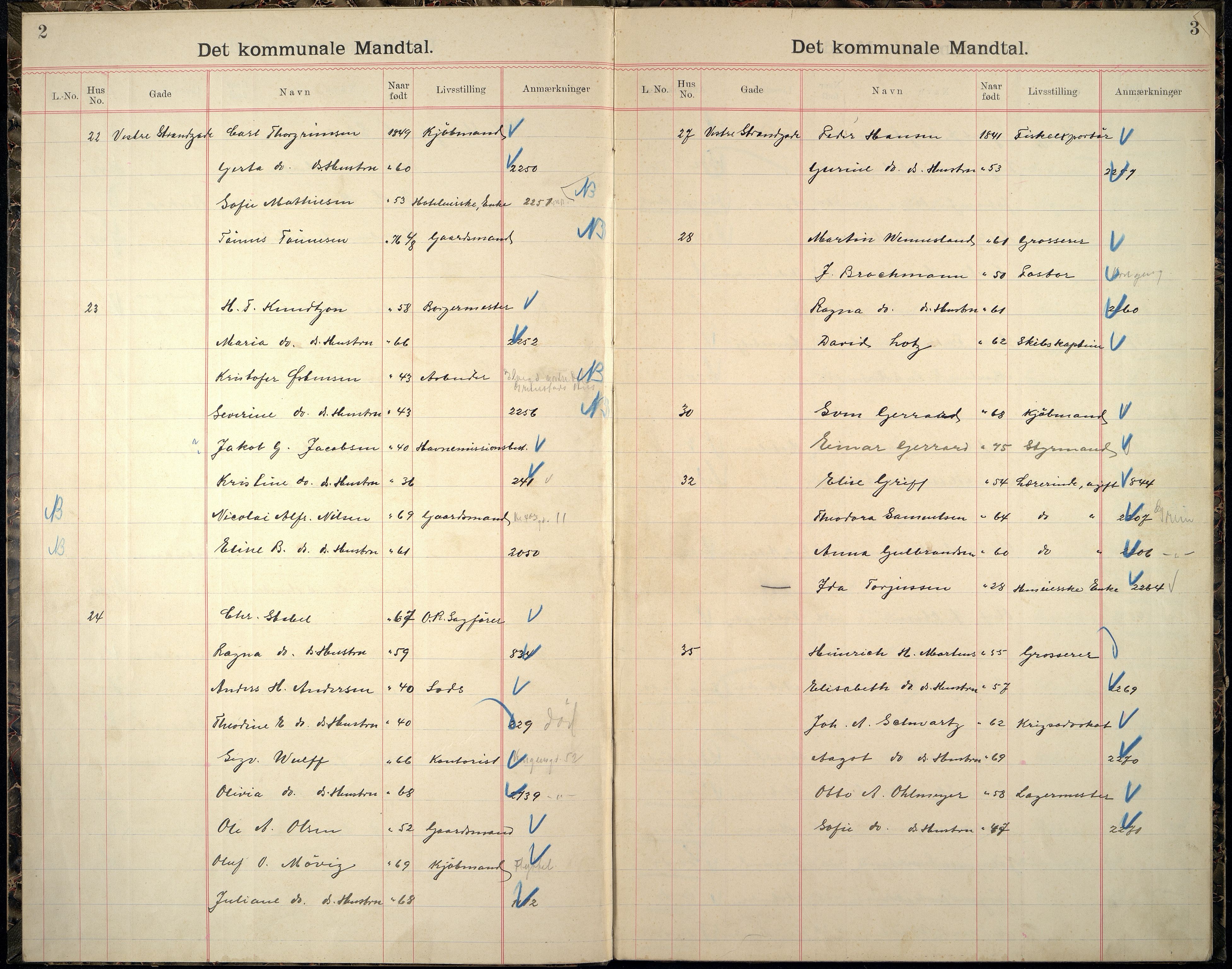 Kristiansand By - Valgstyret, ARKSOR/1001KG110/Fb/L0024: Det kommunale manntall V a, 1901