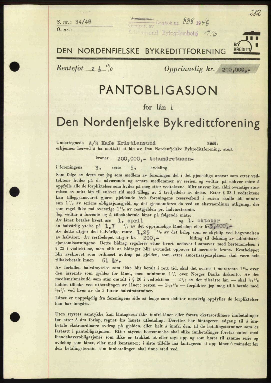 Kristiansund byfogd, SAT/A-4587/A/27: Pantebok nr. 44, 1947-1948, Dagboknr: 838/1948