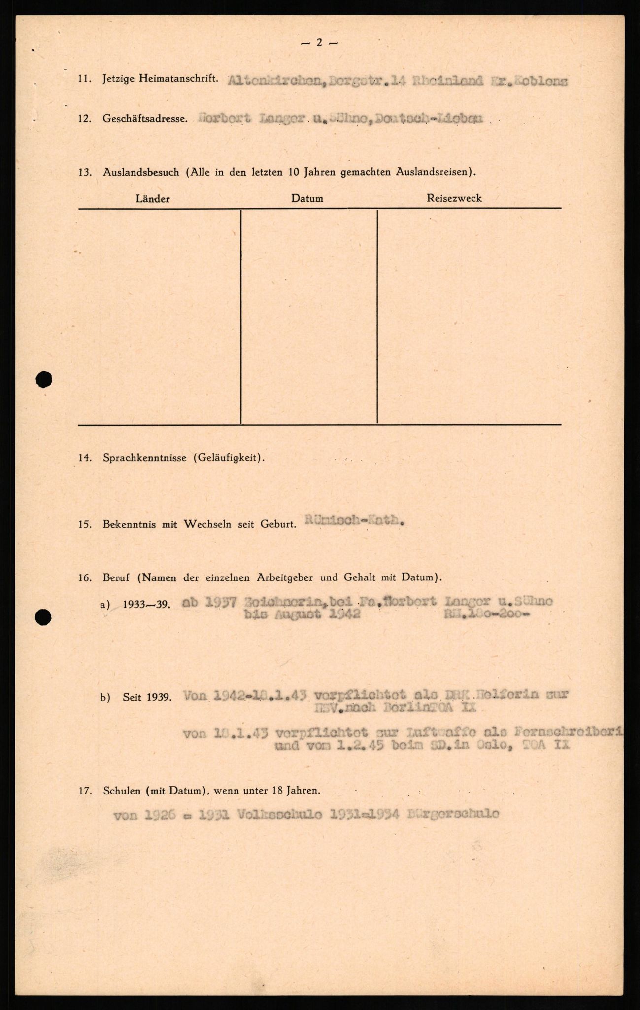 Forsvaret, Forsvarets overkommando II, AV/RA-RAFA-3915/D/Db/L0017: CI Questionaires. Tyske okkupasjonsstyrker i Norge. Tyskere., 1945-1946, s. 473