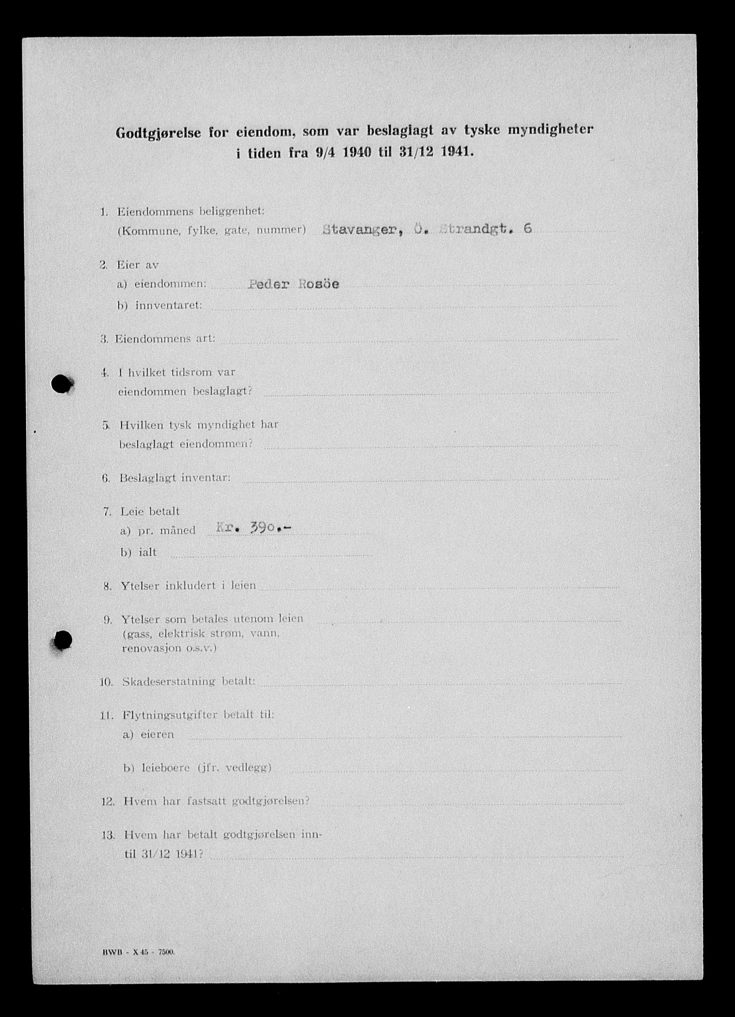 Justisdepartementet, Tilbakeføringskontoret for inndratte formuer, AV/RA-S-1564/I/L1014: Godtgjørelse for beslaglagt eiendom, 1940-1941, s. 112