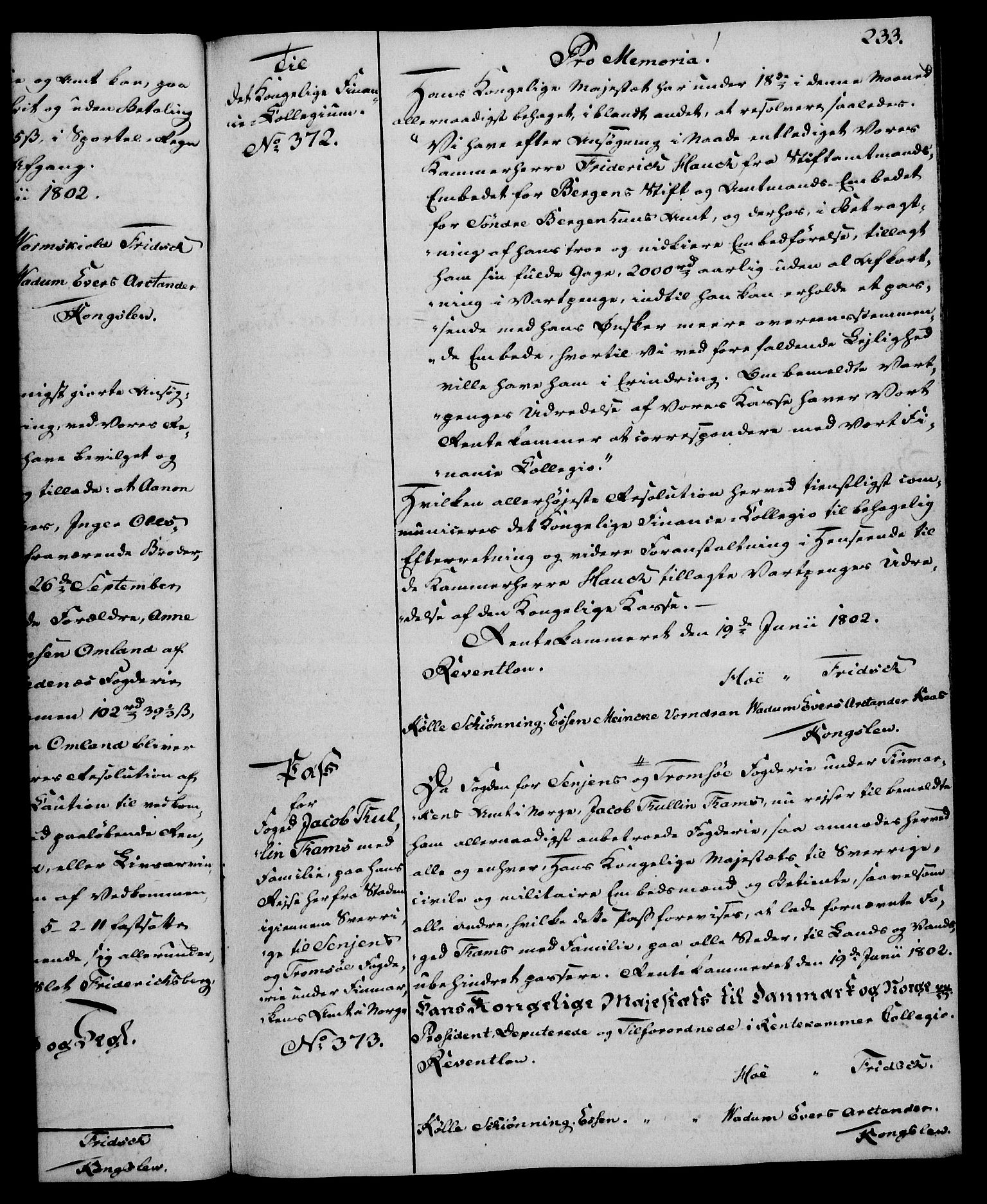 Rentekammeret, Kammerkanselliet, AV/RA-EA-3111/G/Gg/Gga/L0017: Norsk ekspedisjonsprotokoll med register (merket RK 53.17), 1801-1803, s. 233