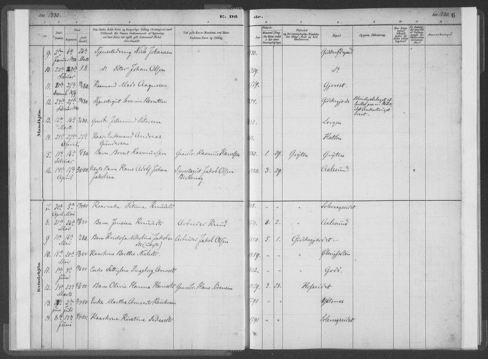 Ministerialprotokoller, klokkerbøker og fødselsregistre - Møre og Romsdal, AV/SAT-A-1454/528/L0403: Ministerialbok nr. 528A13I, 1880-1947, s. 6