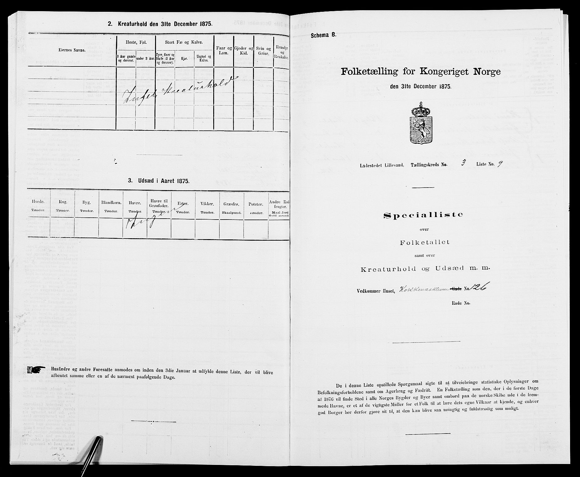 SAK, Folketelling 1875 for 0905B Vestre Moland prestegjeld, Lillesand ladested, 1875, s. 220