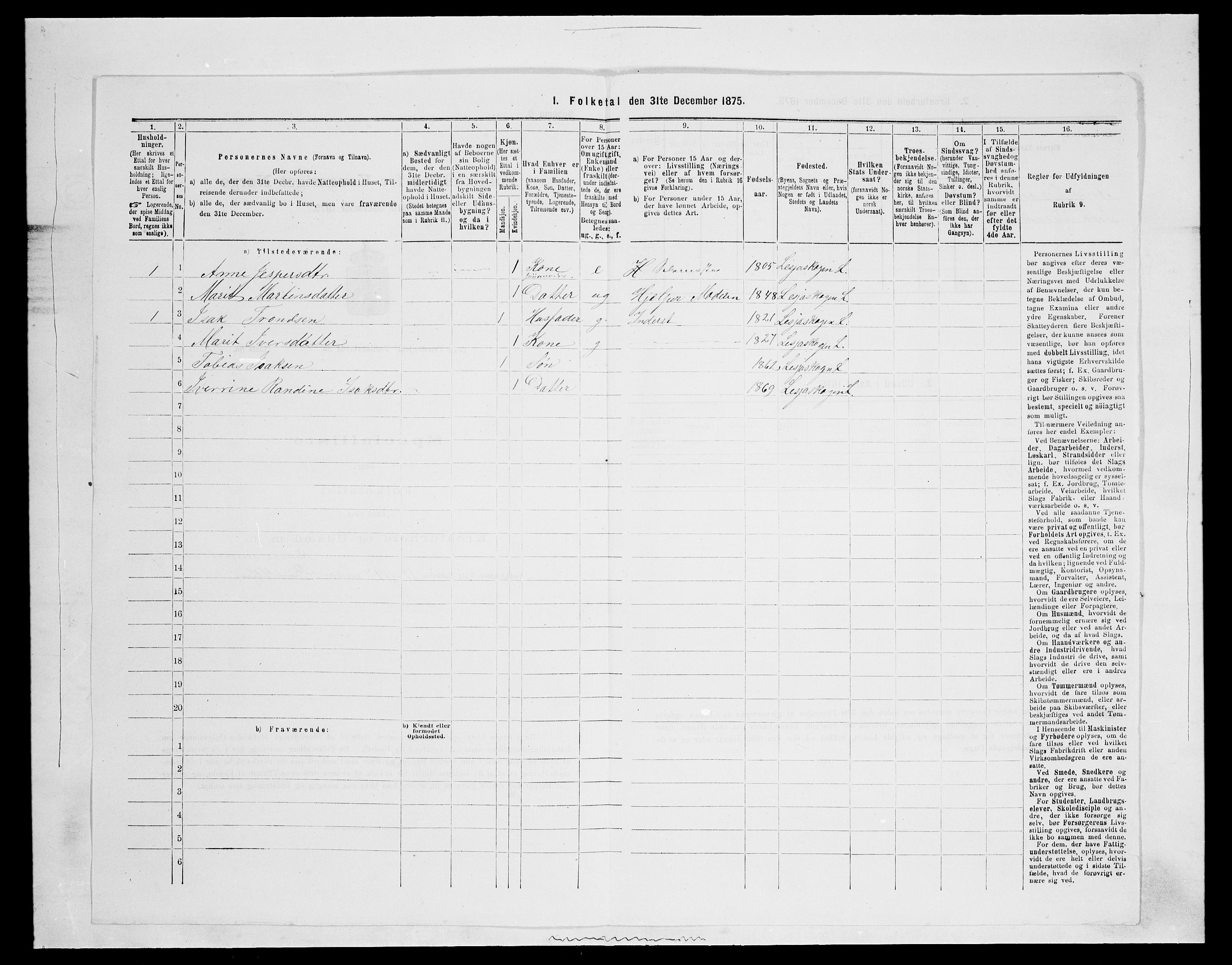 SAH, Folketelling 1875 for 0512P Lesja prestegjeld, 1875, s. 125