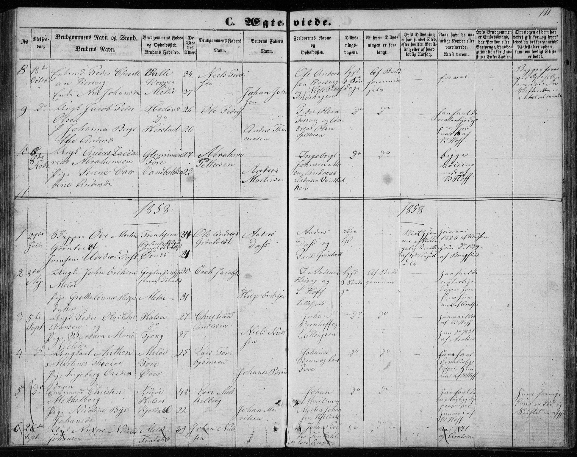 Ministerialprotokoller, klokkerbøker og fødselsregistre - Nordland, AV/SAT-A-1459/843/L0633: Klokkerbok nr. 843C02, 1853-1873, s. 111