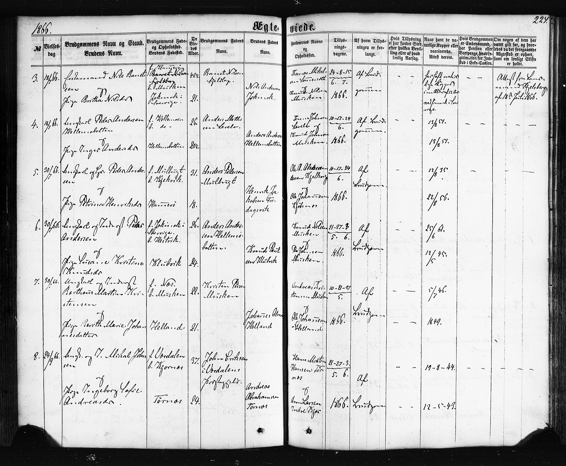 Ministerialprotokoller, klokkerbøker og fødselsregistre - Nordland, SAT/A-1459/861/L0867: Ministerialbok nr. 861A02, 1864-1878, s. 224