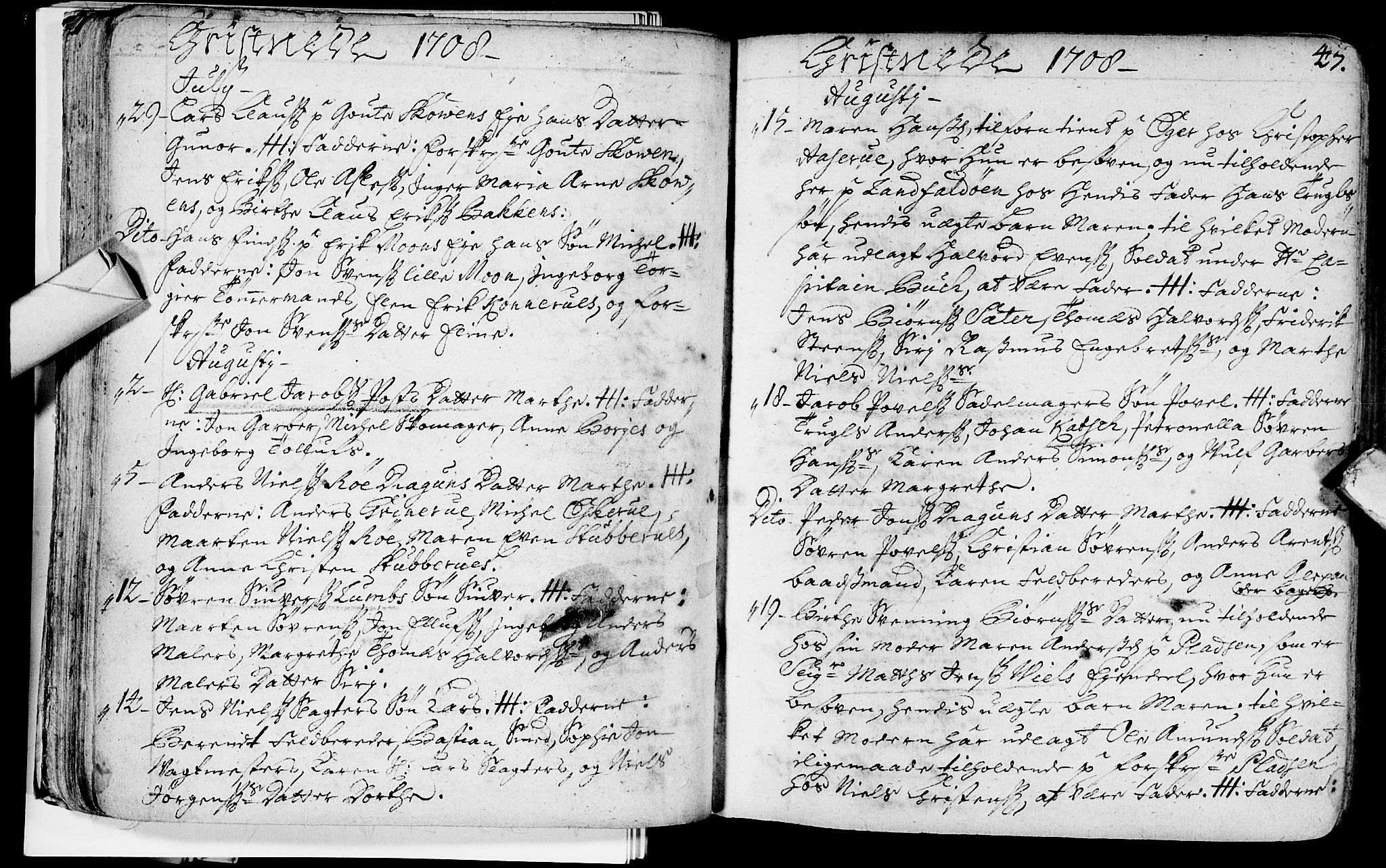 Bragernes kirkebøker, SAKO/A-6/F/Fa/L0003: Ministerialbok nr. I 3, 1706-1734, s. 45