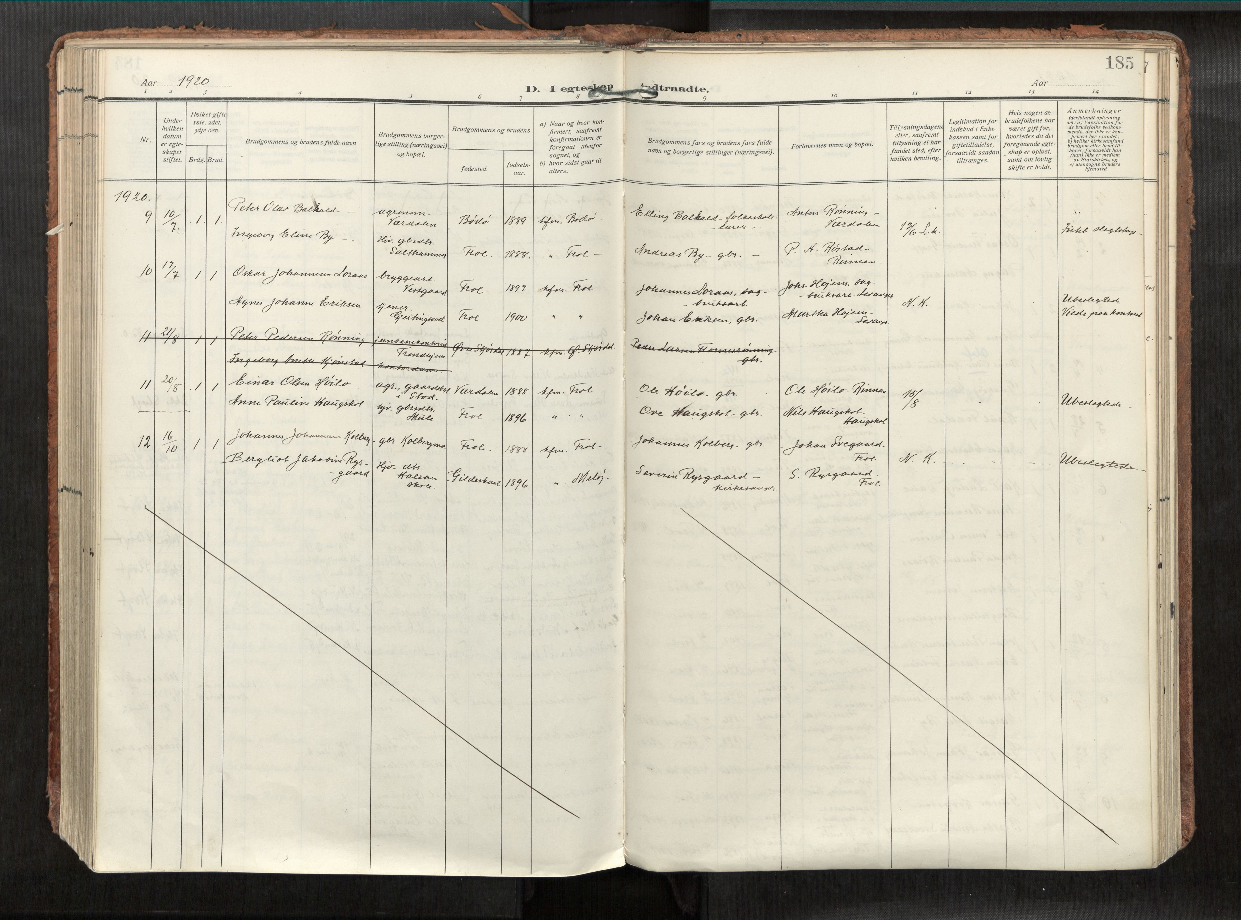 Levanger sokneprestkontor, SAT/A-1301/2/H/Haa/L0002: Ministerialbok nr. 2, 1912-1935, s. 185