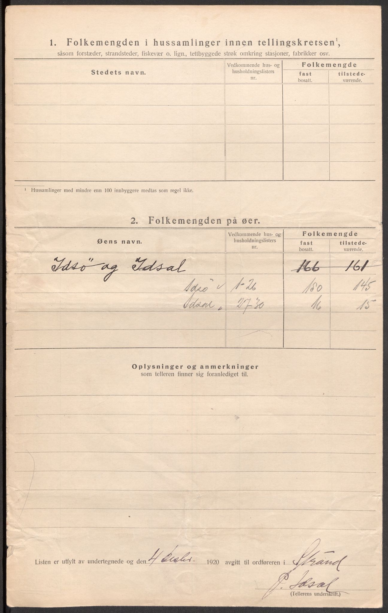 SAST, Folketelling 1920 for 1130 Strand herred, 1920, s. 44