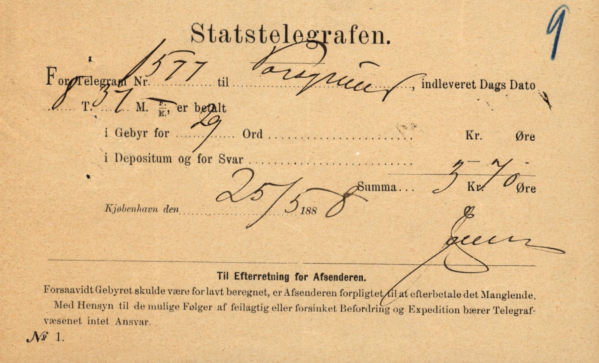 Pa 63 - Østlandske skibsassuranceforening, VEMU/A-1079/G/Ga/L0021/0004: Havaridokumenter / India, Jacbez, Jarlsberg, Kong Carl, Josephine, 1888, s. 43