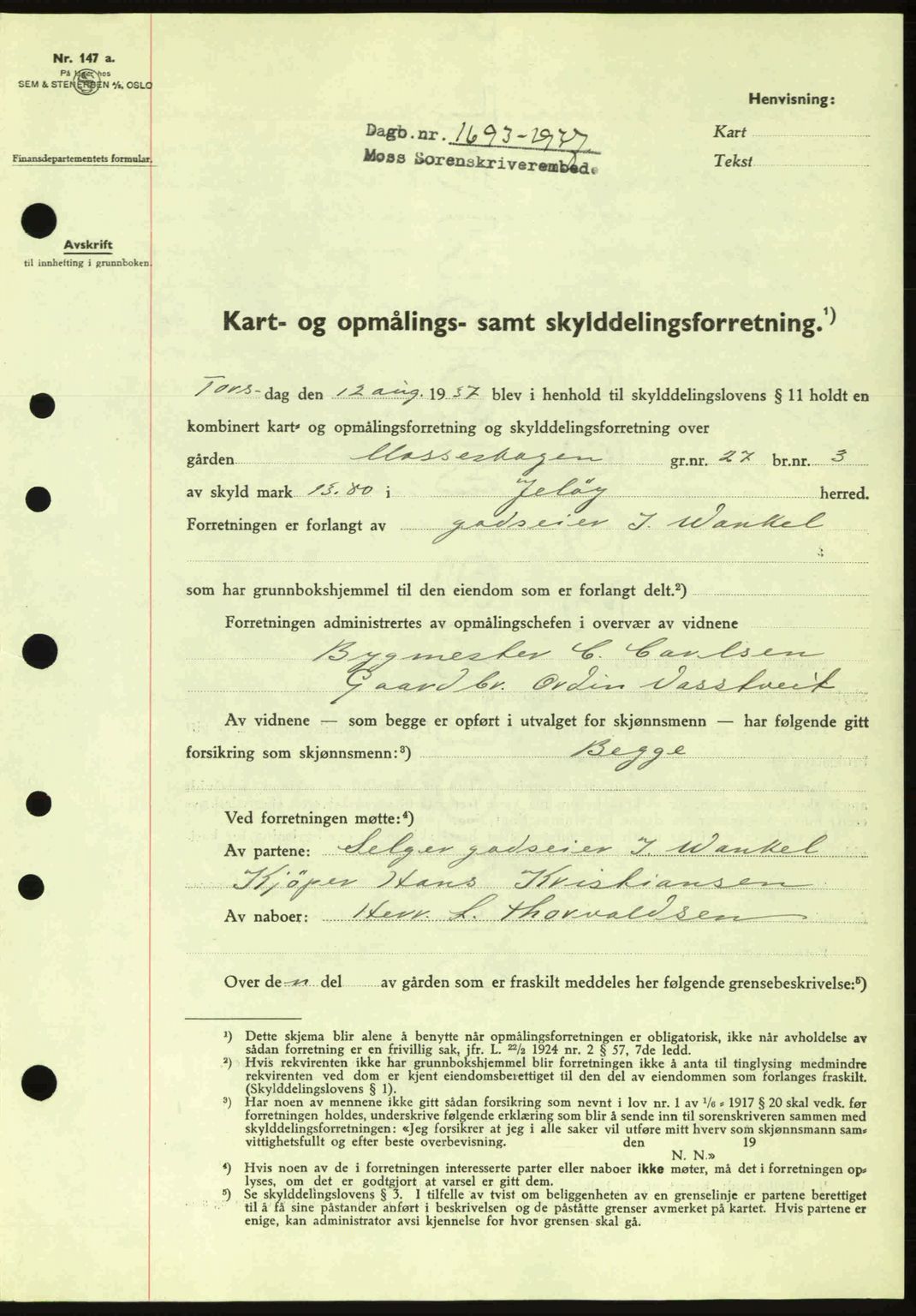 Moss sorenskriveri, SAO/A-10168: Pantebok nr. A3, 1937-1938, Dagboknr: 1693/1937