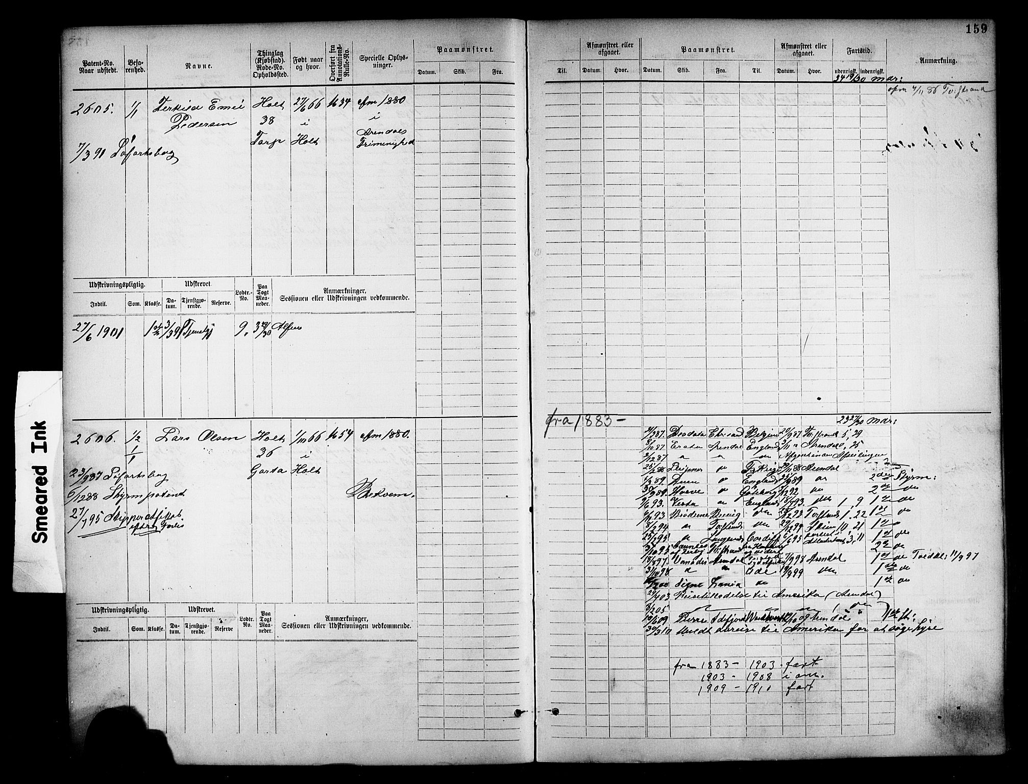 Tvedestrand mønstringskrets, SAK/2031-0011/F/Fb/L0018: Hovedrulle nr 2289-3056, U-34, 1882-1892, s. 167