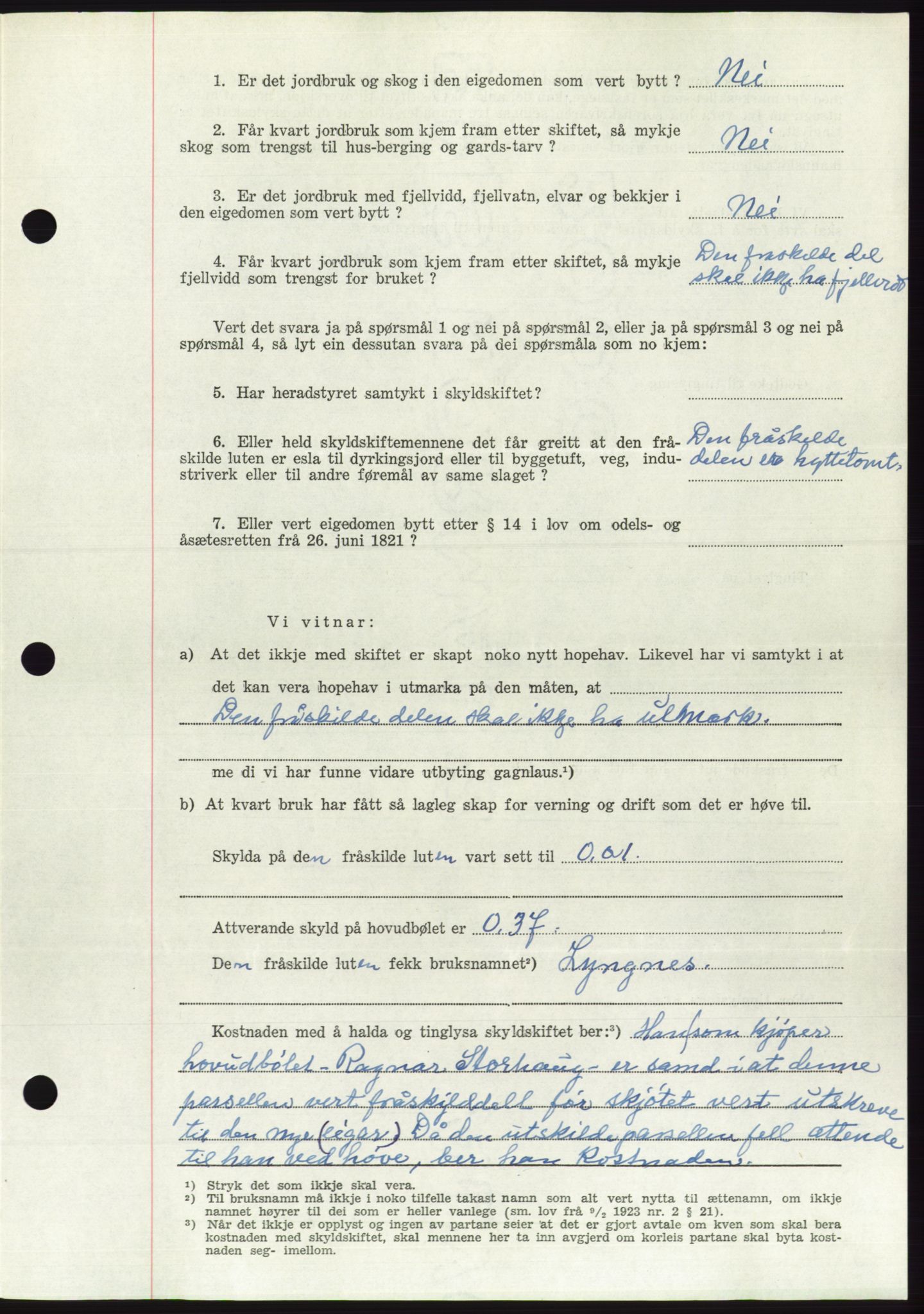 Søre Sunnmøre sorenskriveri, AV/SAT-A-4122/1/2/2C/L0090: Pantebok nr. 16A, 1951-1951, Dagboknr: 2054/1951