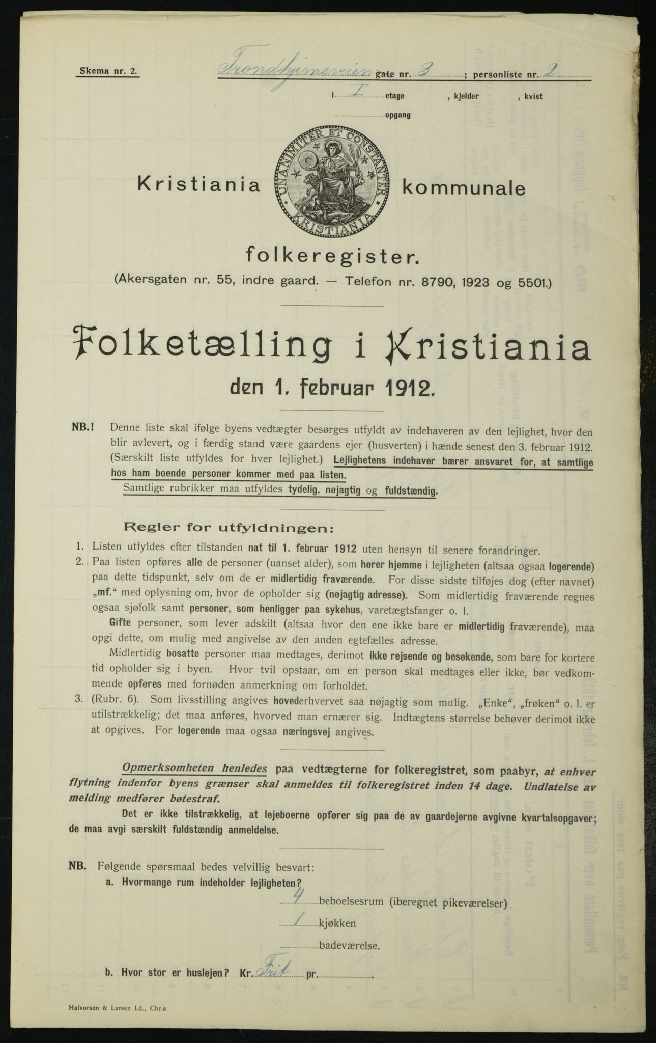 OBA, Kommunal folketelling 1.2.1912 for Kristiania, 1912, s. 116018