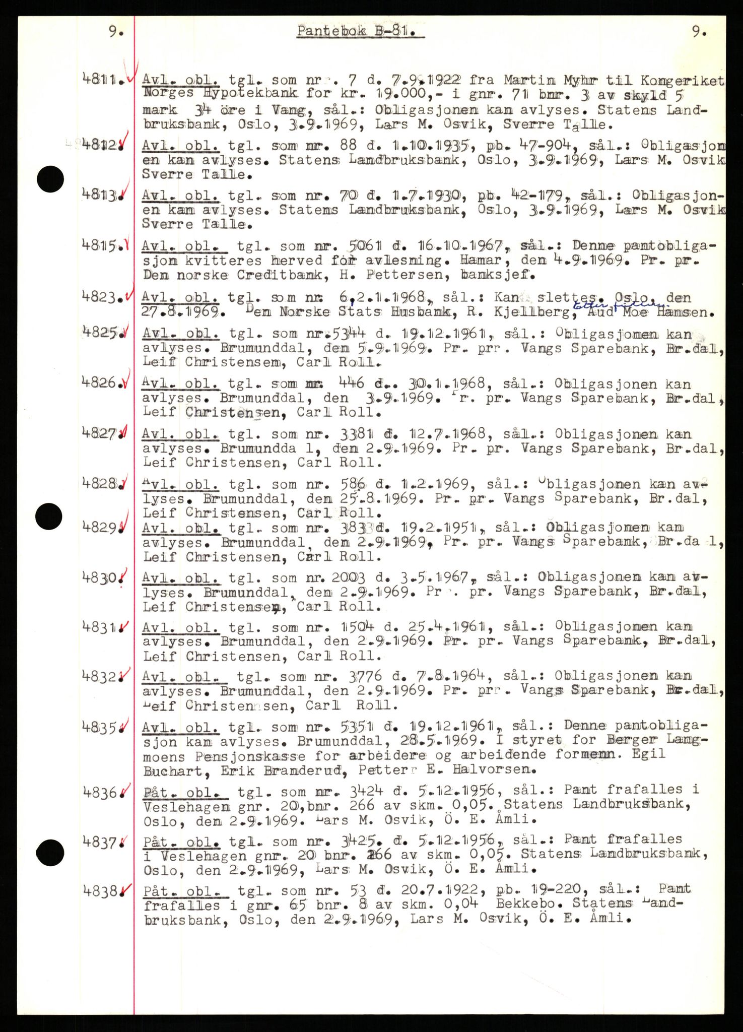 Nord-Hedmark sorenskriveri, SAH/TING-012/H/Hb/Hbf/L0081: Pantebok nr. B81, 1969-1969, Dagboknr: 4811/1969