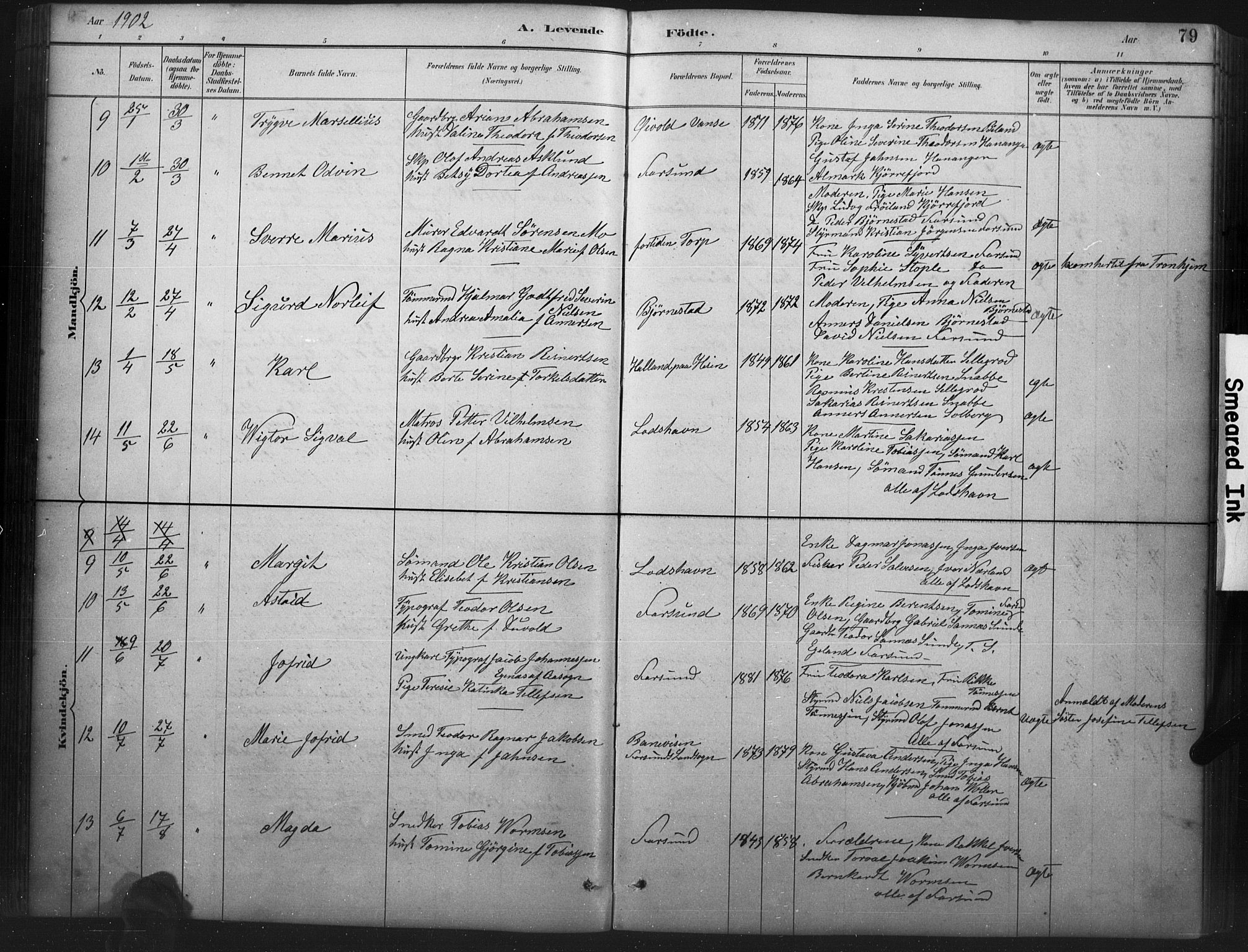 Farsund sokneprestkontor, AV/SAK-1111-0009/F/Fb/L0001: Klokkerbok nr. B 1, 1886-1931, s. 79