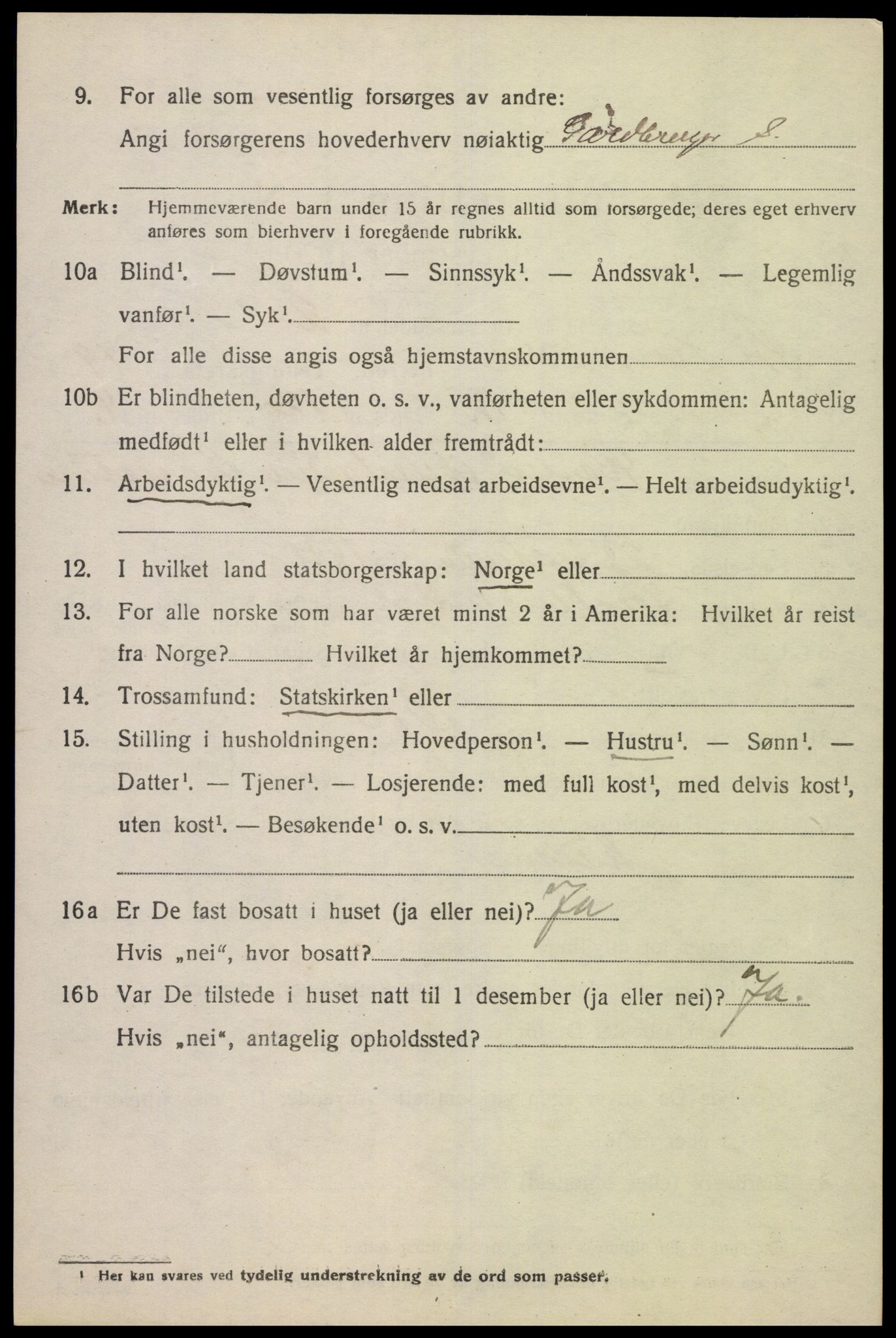 SAK, Folketelling 1920 for 1029 Sør-Audnedal herred, 1920, s. 6678