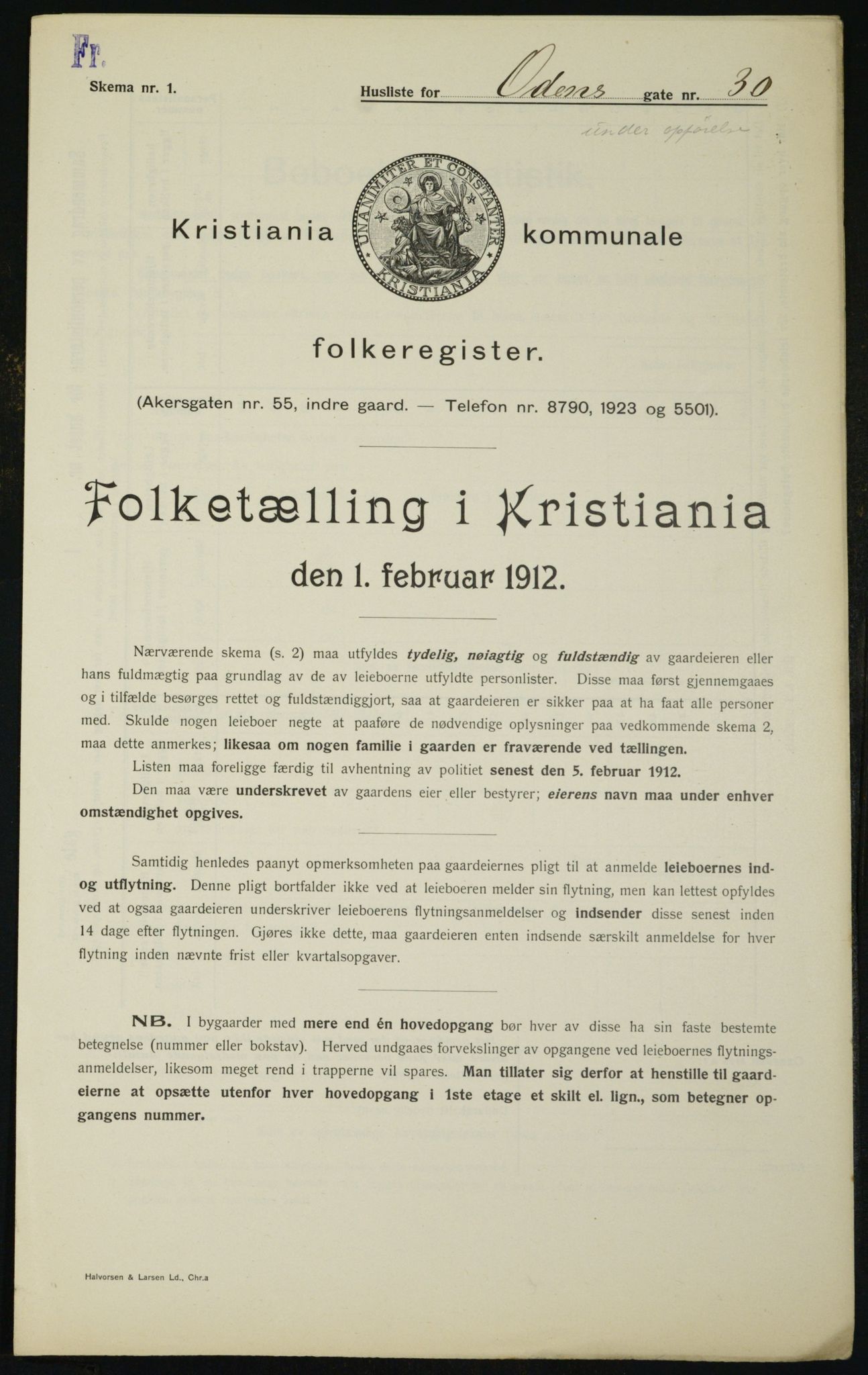 OBA, Kommunal folketelling 1.2.1912 for Kristiania, 1912, s. 75627