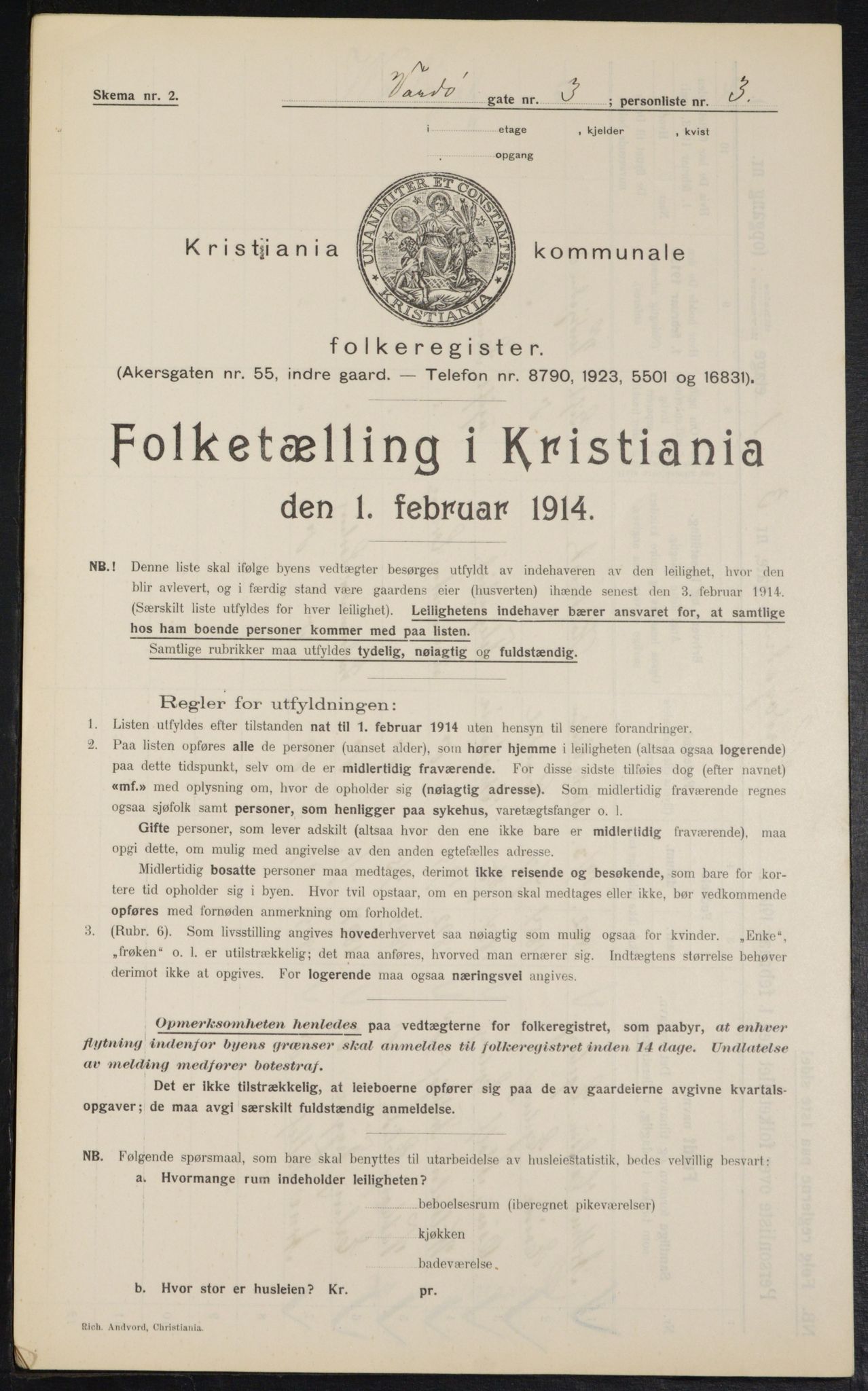 OBA, Kommunal folketelling 1.2.1914 for Kristiania, 1914, s. 122936