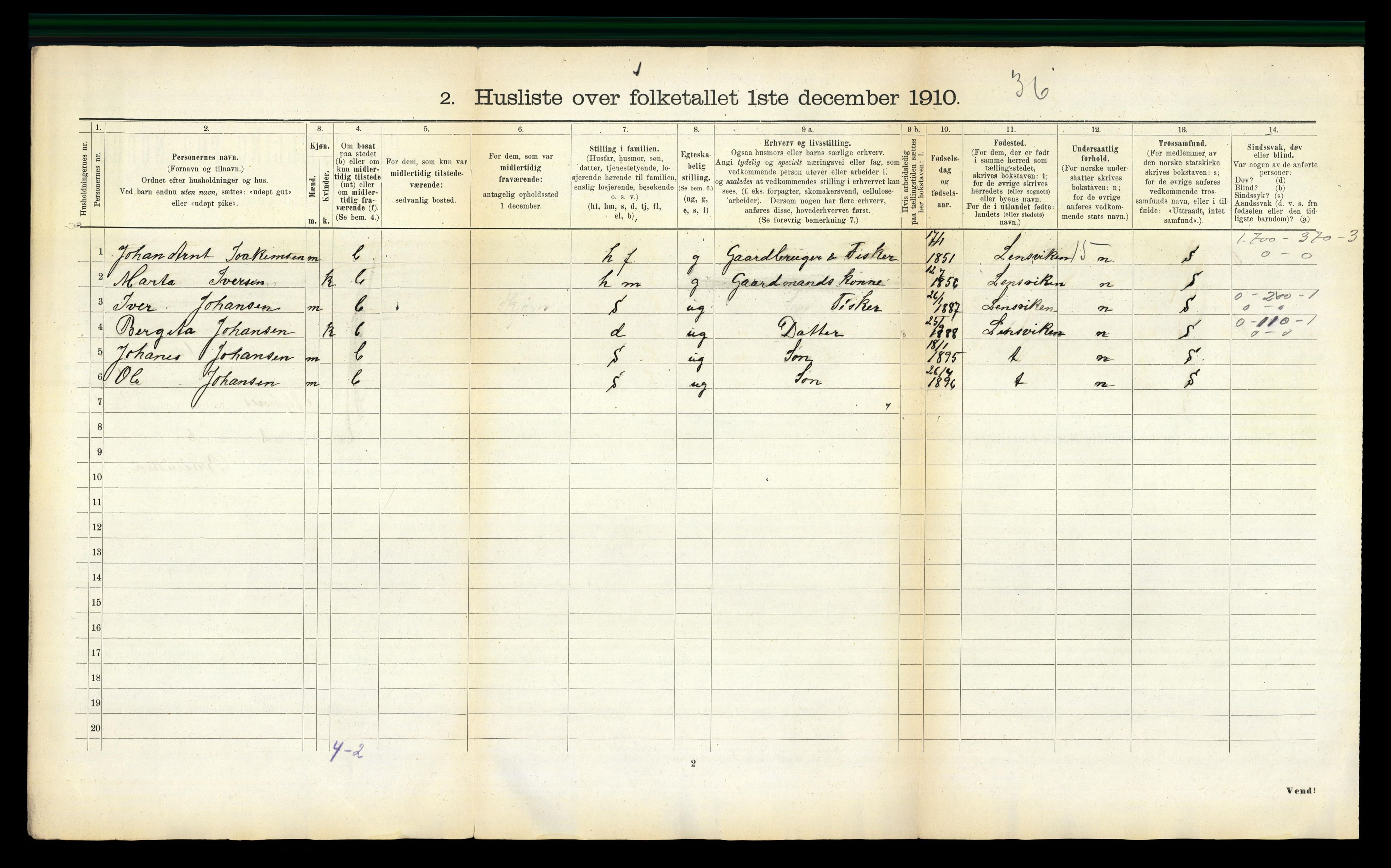 RA, Folketelling 1910 for 1622 Agdenes herred, 1910, s. 46