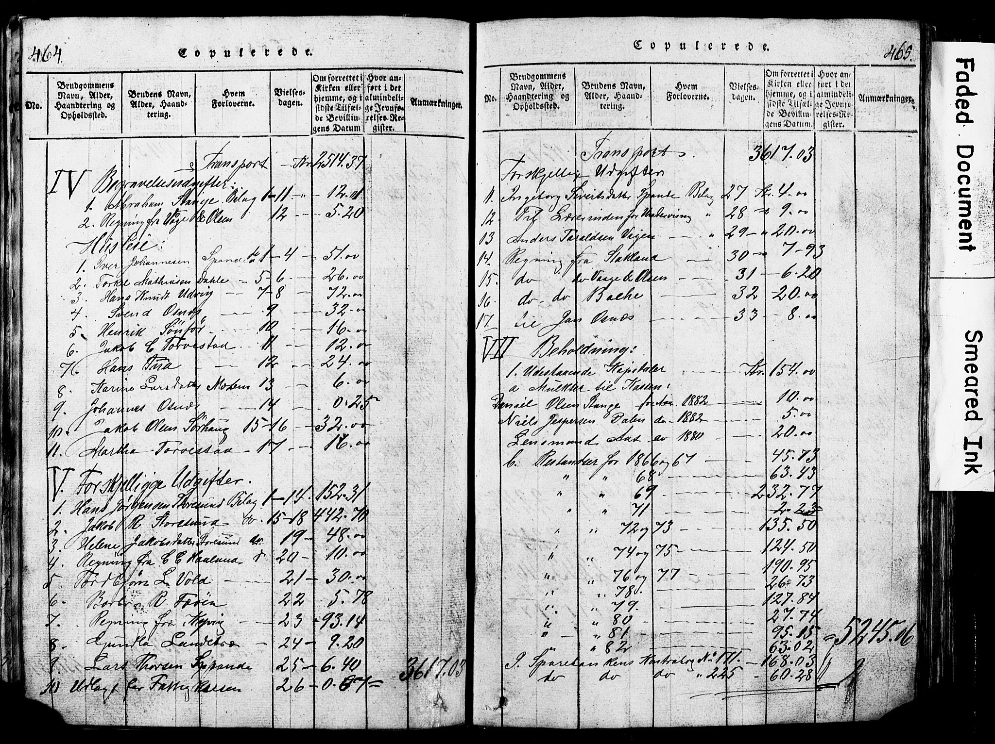 Torvastad sokneprestkontor, AV/SAST-A -101857/H/Ha/Hab/L0002: Klokkerbok nr. B 2, 1817-1834, s. 464-465