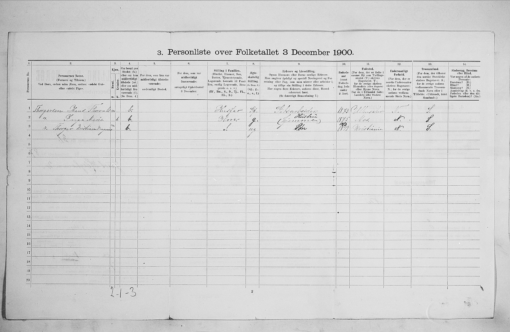 SAO, Folketelling 1900 for 0301 Kristiania kjøpstad, 1900, s. 44516