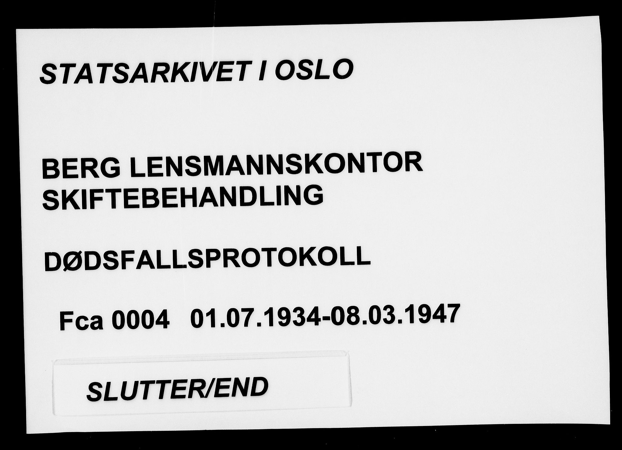Berg lensmannskontor, SAO/A-10263/H/Ha/Haa/L0004: Dødsfallsprotokoll, 1934-1947