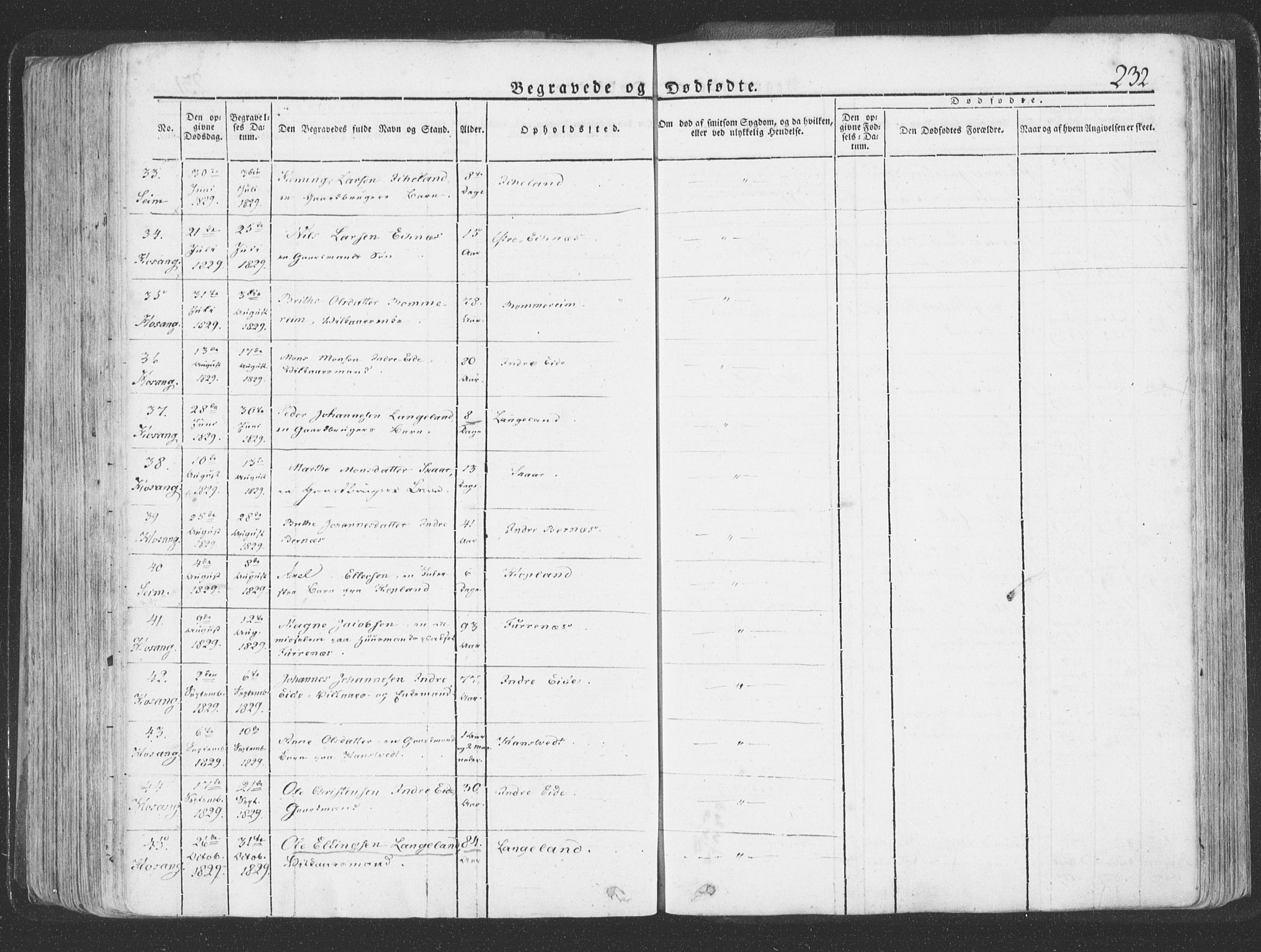 Hosanger sokneprestembete, AV/SAB-A-75801/H/Haa: Ministerialbok nr. A 6, 1824-1835, s. 232