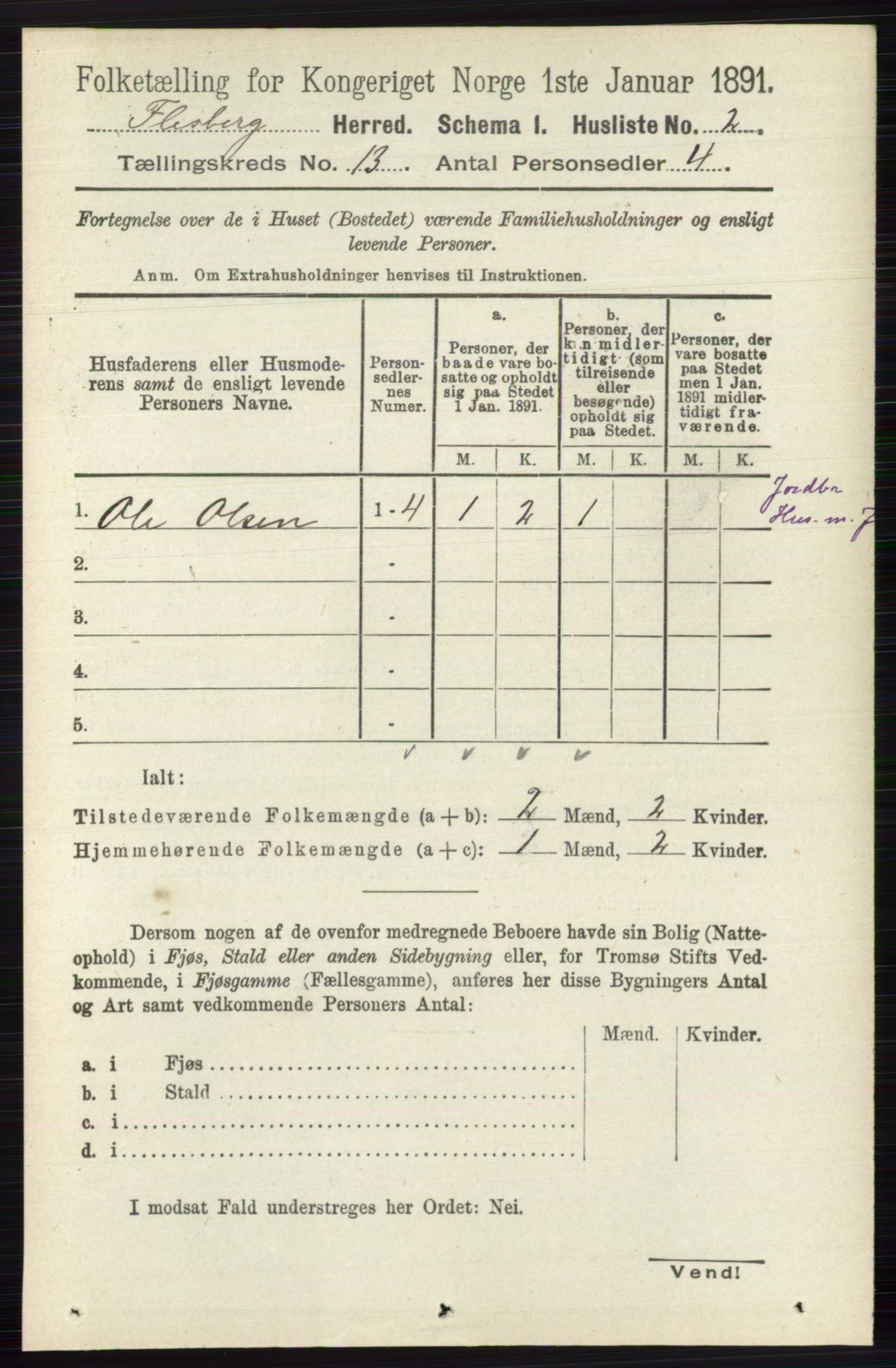 RA, Folketelling 1891 for 0631 Flesberg herred, 1891, s. 2186