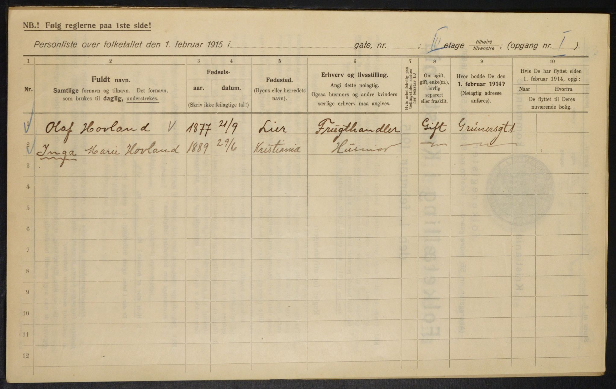 OBA, Kommunal folketelling 1.2.1915 for Kristiania, 1915, s. 30266