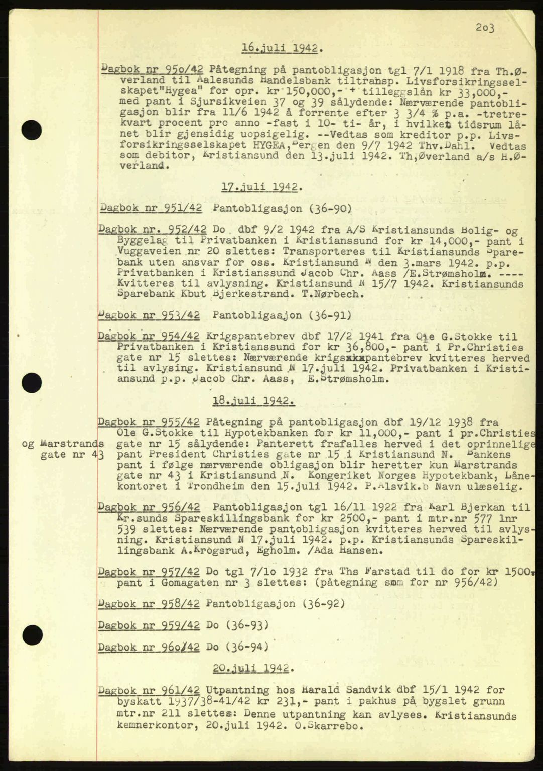 Kristiansund byfogd, AV/SAT-A-4587/A/27: Pantebok nr. 32a, 1938-1946, Dagboknr: 950/1942