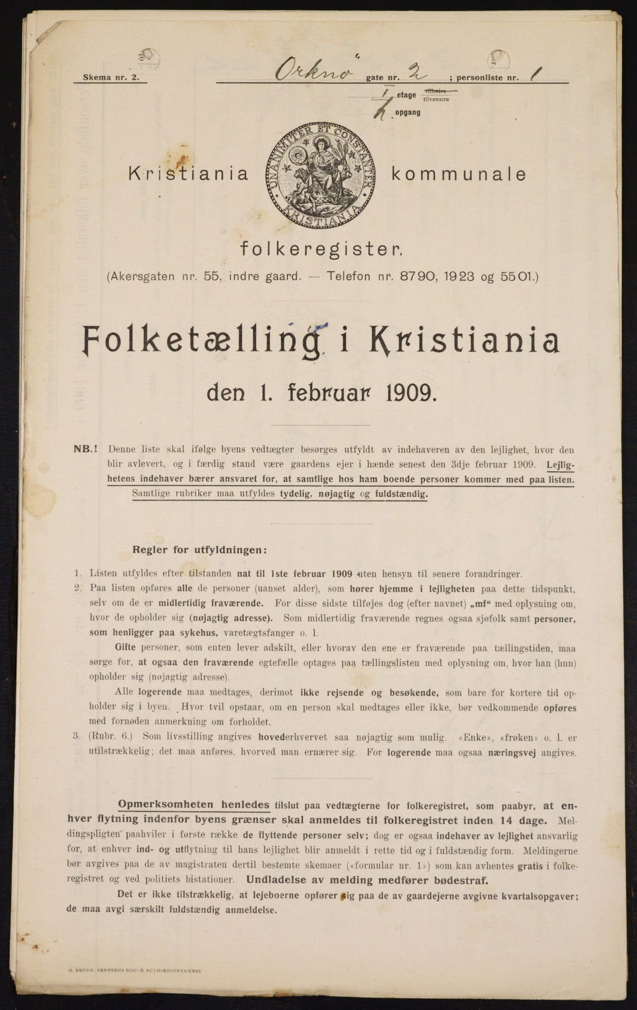 OBA, Kommunal folketelling 1.2.1909 for Kristiania kjøpstad, 1909, s. 68706