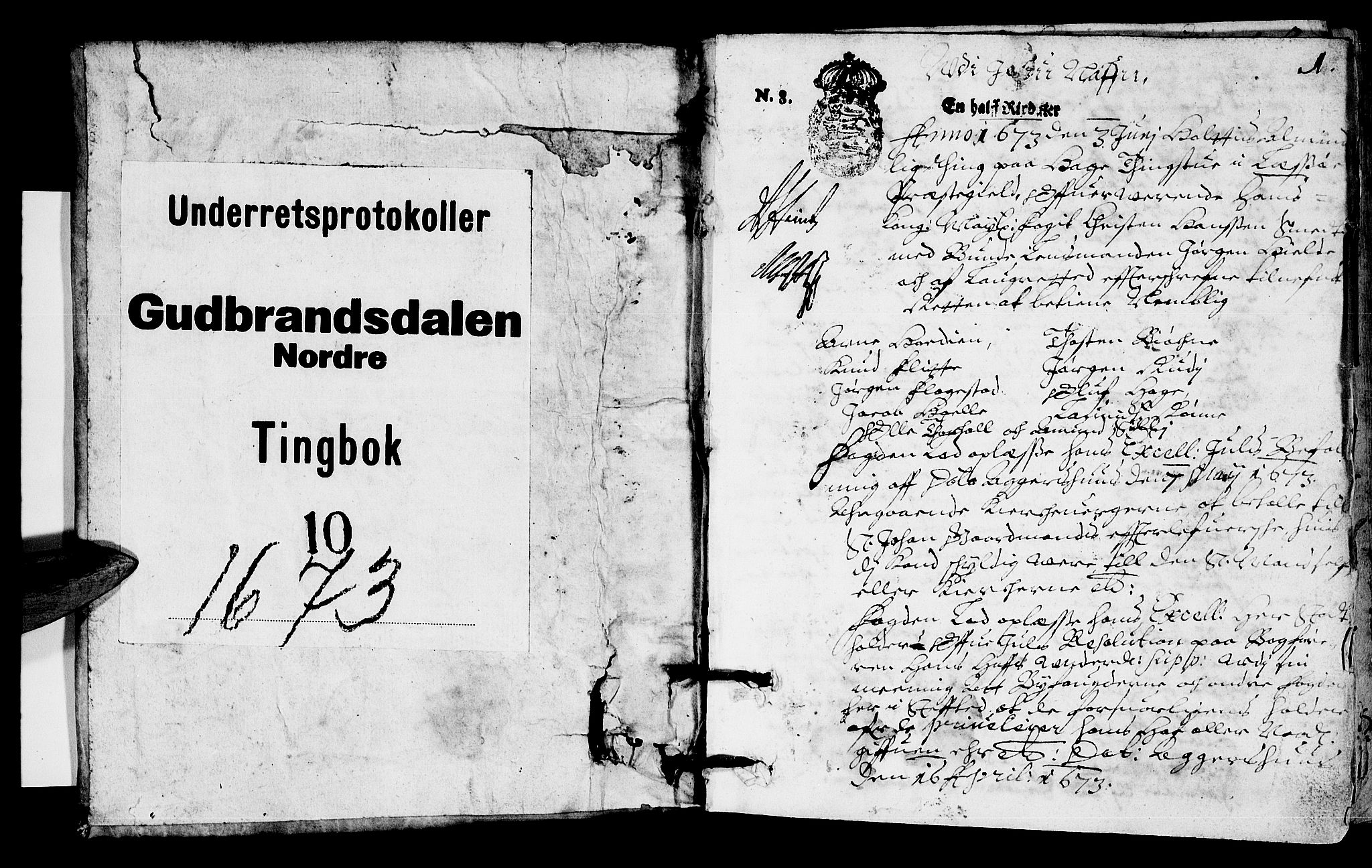 Sorenskriverier i Gudbrandsdalen, SAH/TING-036/G/Gb/Gba/L0010: Tingbok - Nord-Gudbrandsdal, 1673, s. 0b-1a