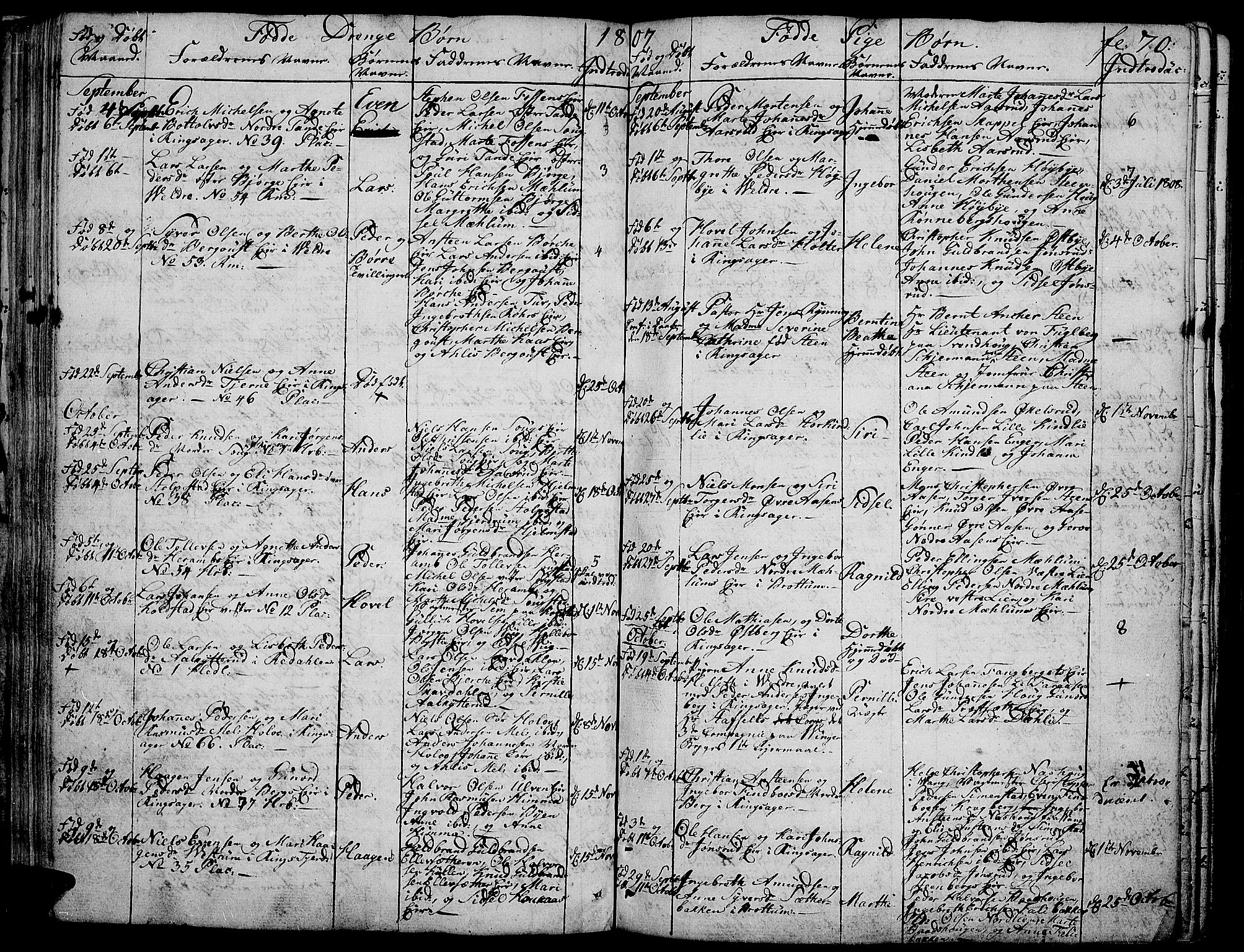 Ringsaker prestekontor, AV/SAH-PREST-014/K/Ka/L0004: Ministerialbok nr. 4, 1799-1814, s. 70