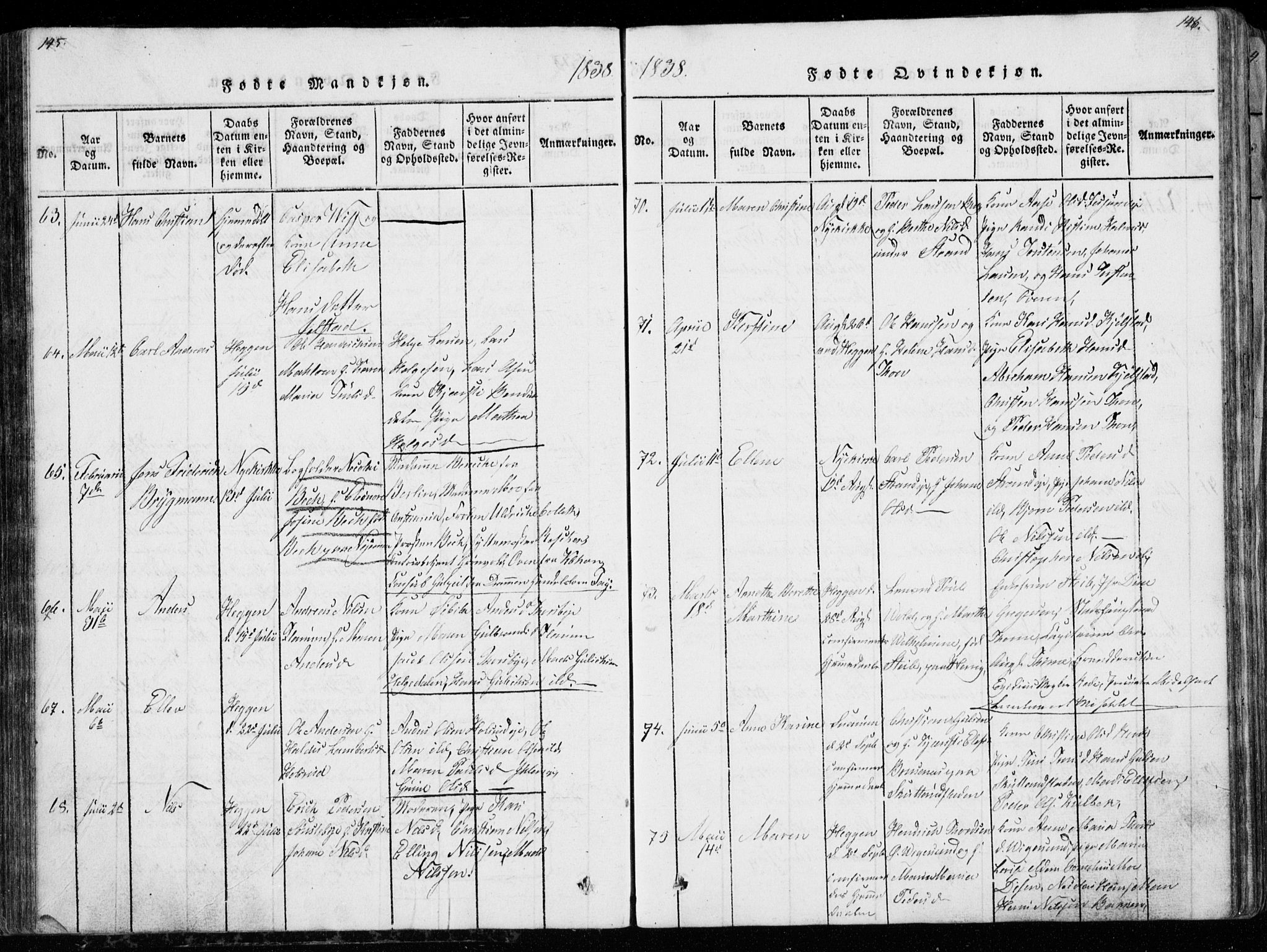 Modum kirkebøker, AV/SAKO-A-234/G/Ga/L0003: Klokkerbok nr. I 3, 1832-1842, s. 145-146