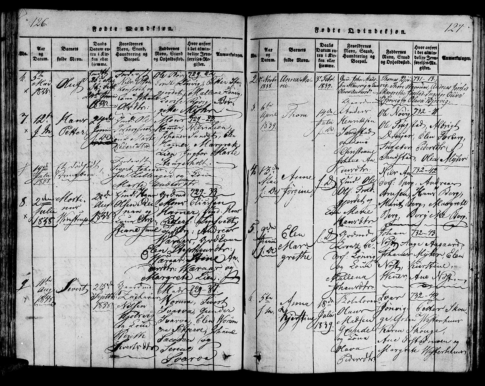Ministerialprotokoller, klokkerbøker og fødselsregistre - Nord-Trøndelag, SAT/A-1458/722/L0217: Ministerialbok nr. 722A04, 1817-1842, s. 126-127