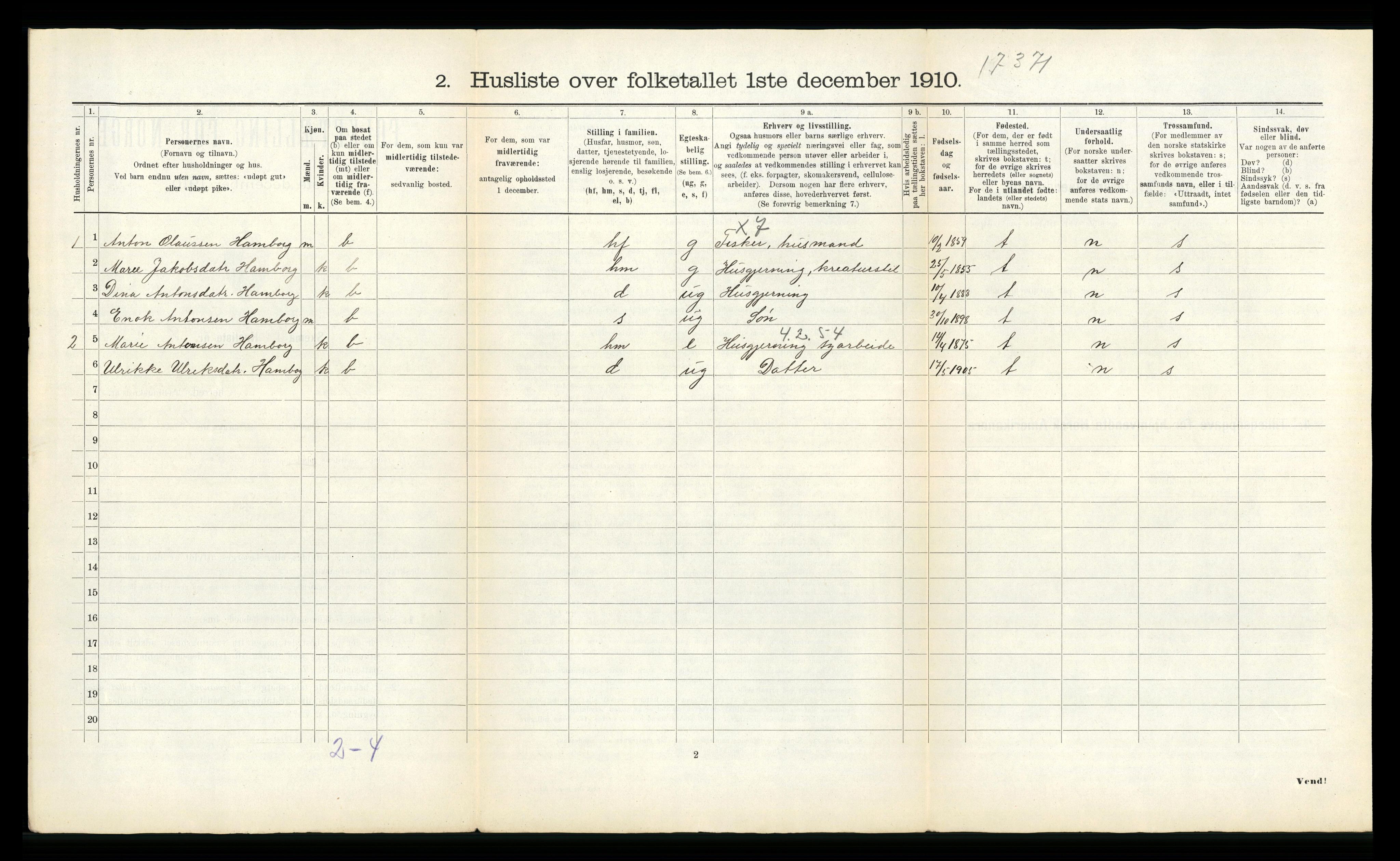RA, Folketelling 1910 for 1619 Sør-Frøya herred, 1910, s. 45