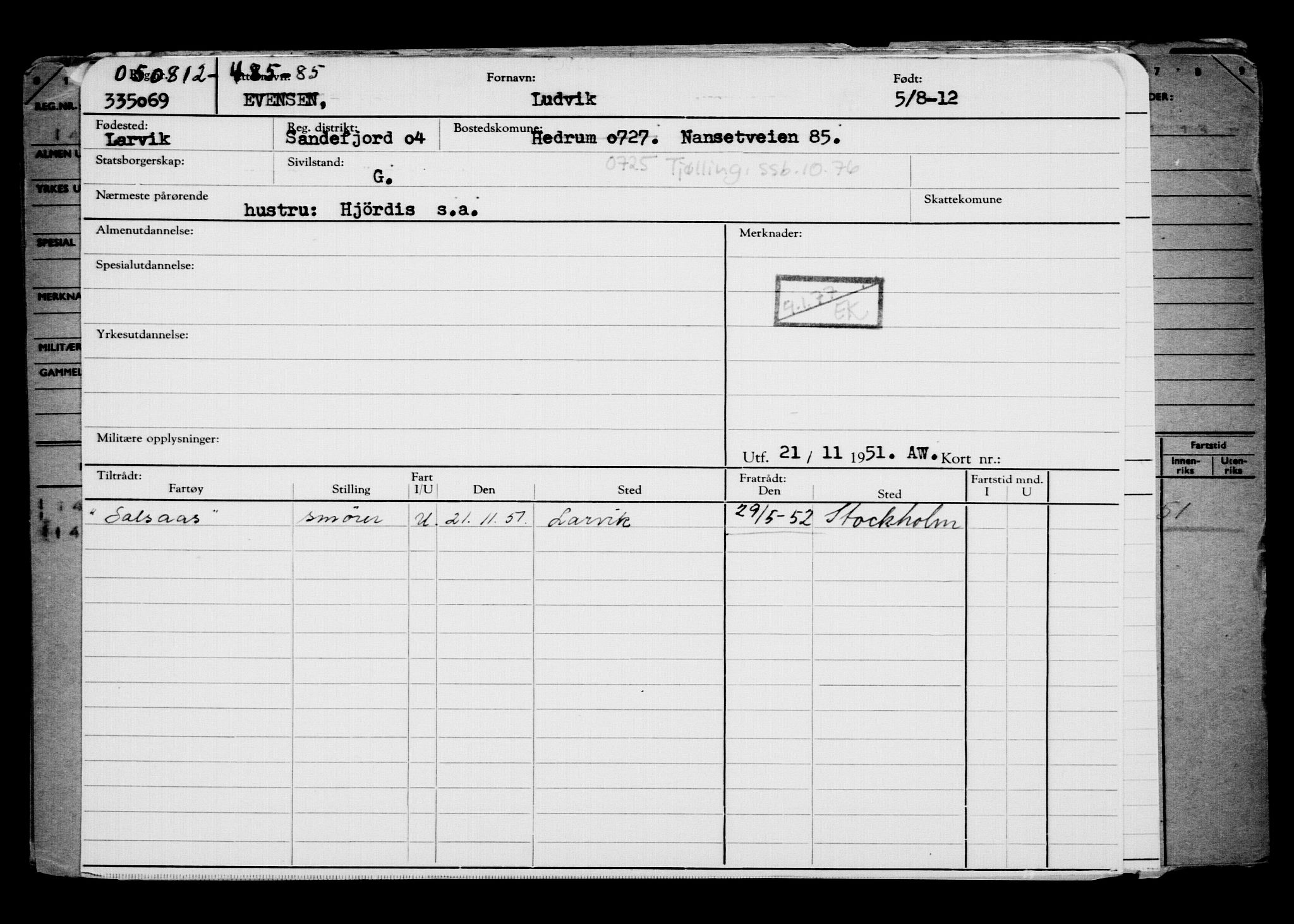 Direktoratet for sjømenn, AV/RA-S-3545/G/Gb/L0106: Hovedkort, 1912, s. 359