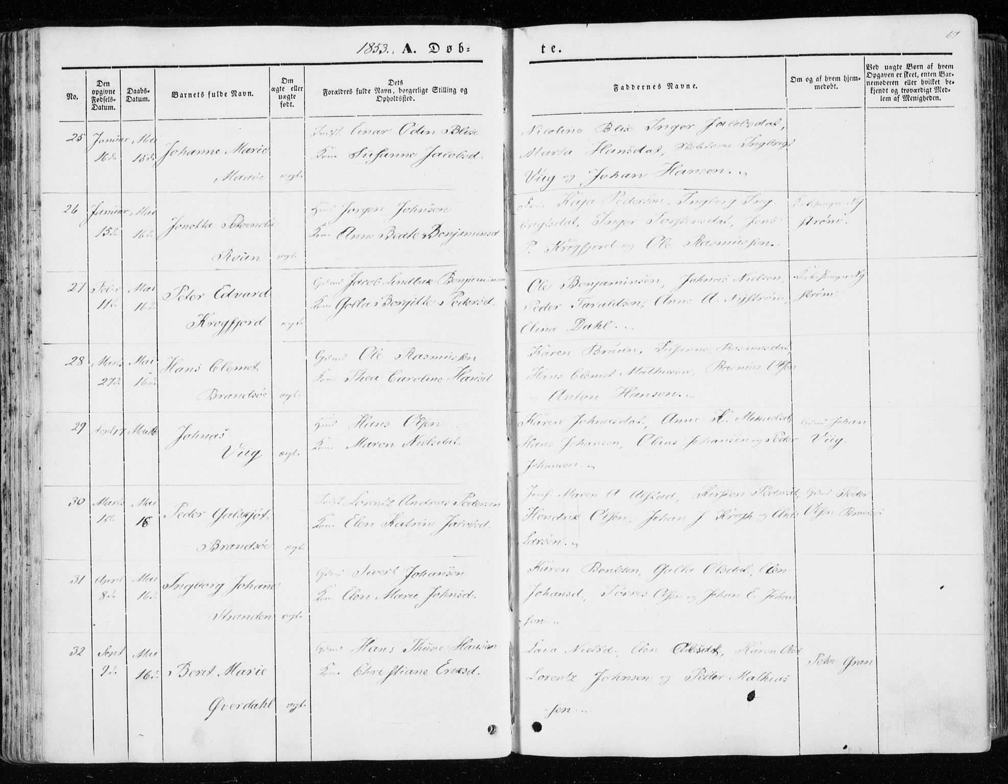 Ministerialprotokoller, klokkerbøker og fødselsregistre - Sør-Trøndelag, AV/SAT-A-1456/657/L0704: Ministerialbok nr. 657A05, 1846-1857, s. 67